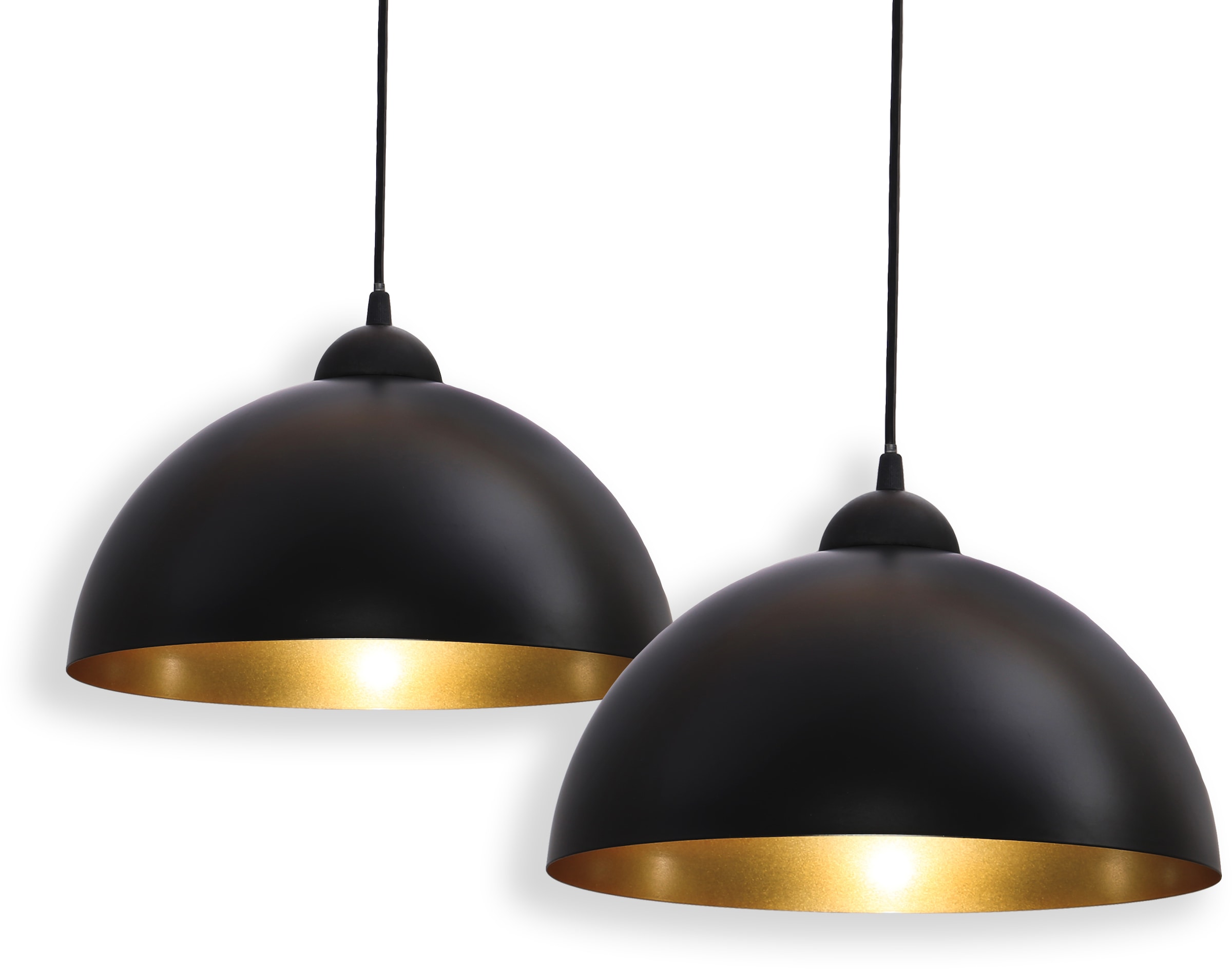 B.K.Licht Pendelleuchte »Auriga«, 2 flammig-flammig, LED Design Hängelampe schwarz-gold Hänge-Leuchte Küche Deckenlampe E27