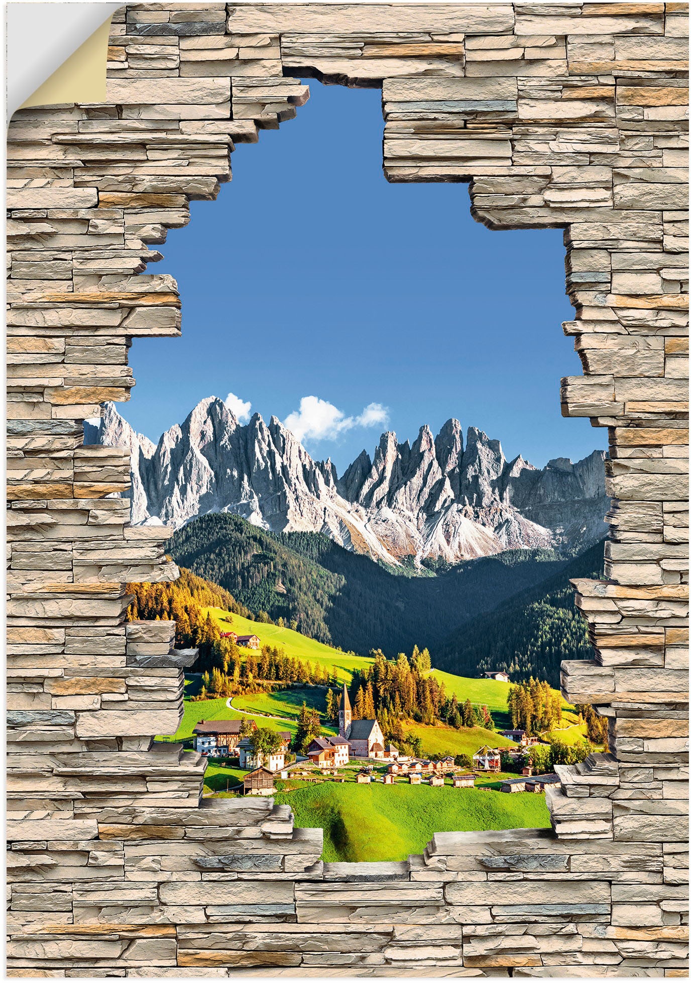Artland Wandbild »Alpen & Alubild, in versch. Maddalena Alpenbilder, Poster (1 Wandaufkleber Größen oder Stein | Berge als Berge St.), kaufen Leinwandbild, Santa Mauer«, BAUR