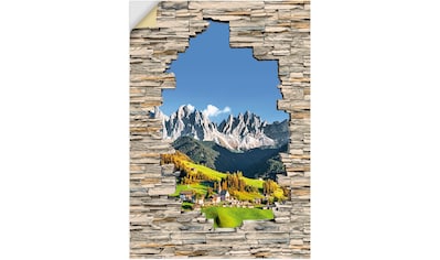 Wandbild »Alpen Berge Santa Maddalena Stein Mauer«, Berge & Alpenbilder, (1 St.)