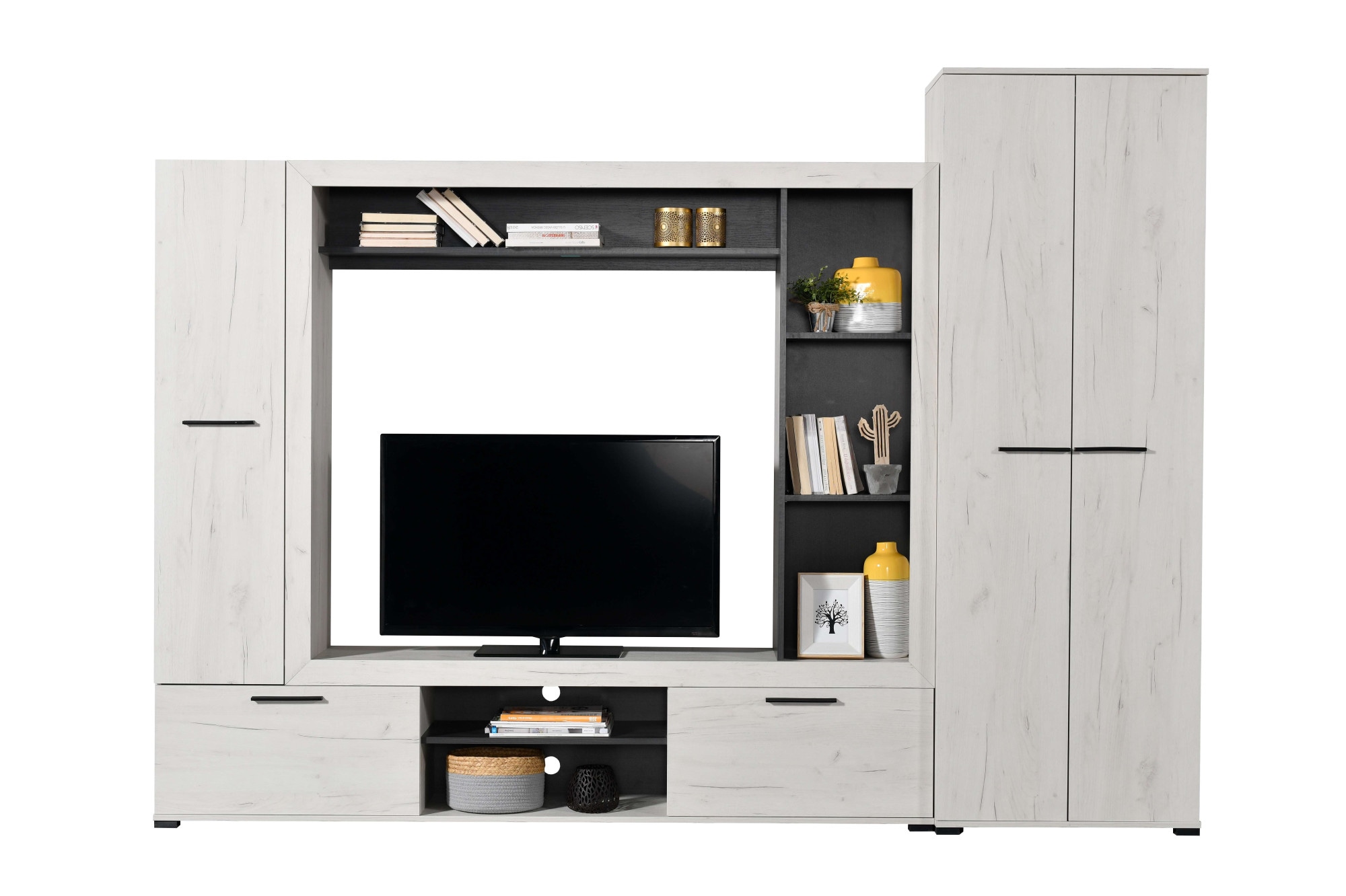 Home affaire Garderobenschrank »Lorca Drehtürenschrank, Dielenschrank , Flurschrank, Mehrzweckschrank« Modernes Design in Eiche-Optik mit ABS-Kanten, 2-türig
