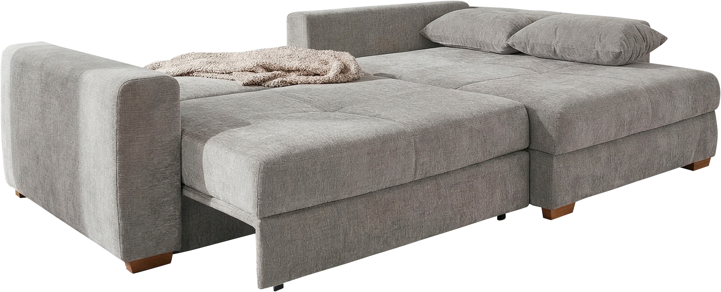 Jockenhöfer Gruppe Ecksofa »Kampen L-Form, B: 288 cm, Liegefl. 153x245 cm« mit Bettfunktion, Bettkasten & Zierkissen, Federkern