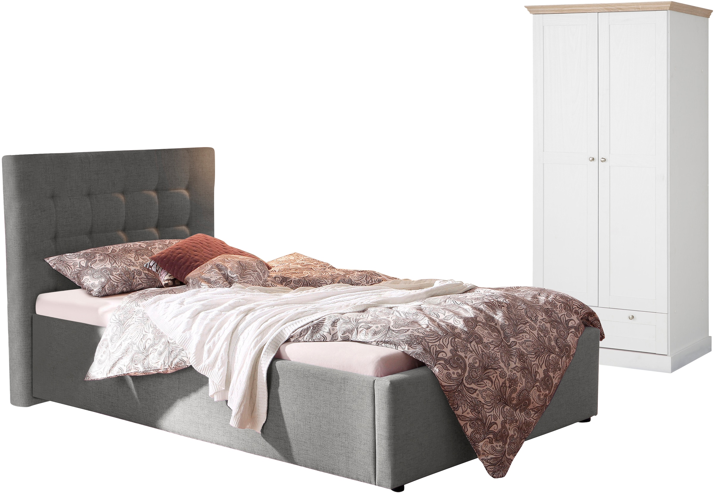 Home affaire Polsterbett »Hamar, Knopfsteppung im Kopfteil, bis 250 KG belastbar«, (3 Breiten: 100cm/ 140cm/ 180cm), in verschiedenen Größen und Stoffen und Farben