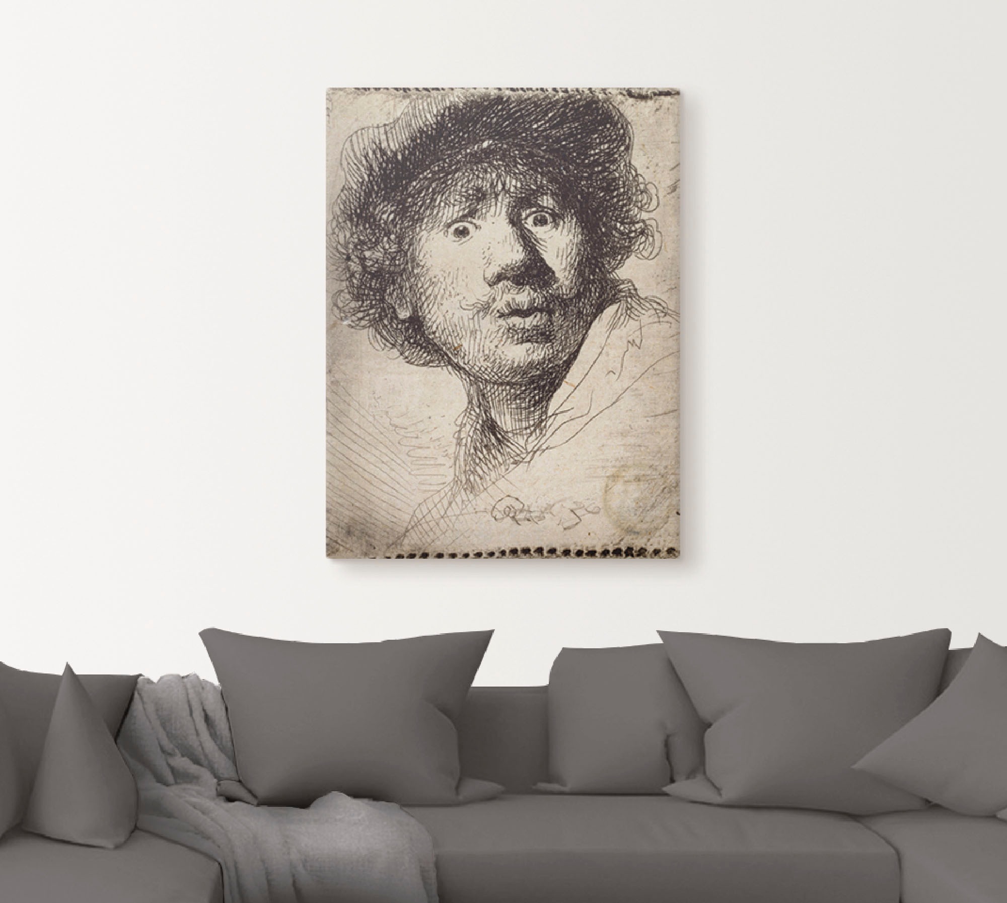 Artland Leinwandbild »Selbstbildnis mit aufgerissenen Augen«, Porträts, (1 St.), auf Keilrahmen gespannt
