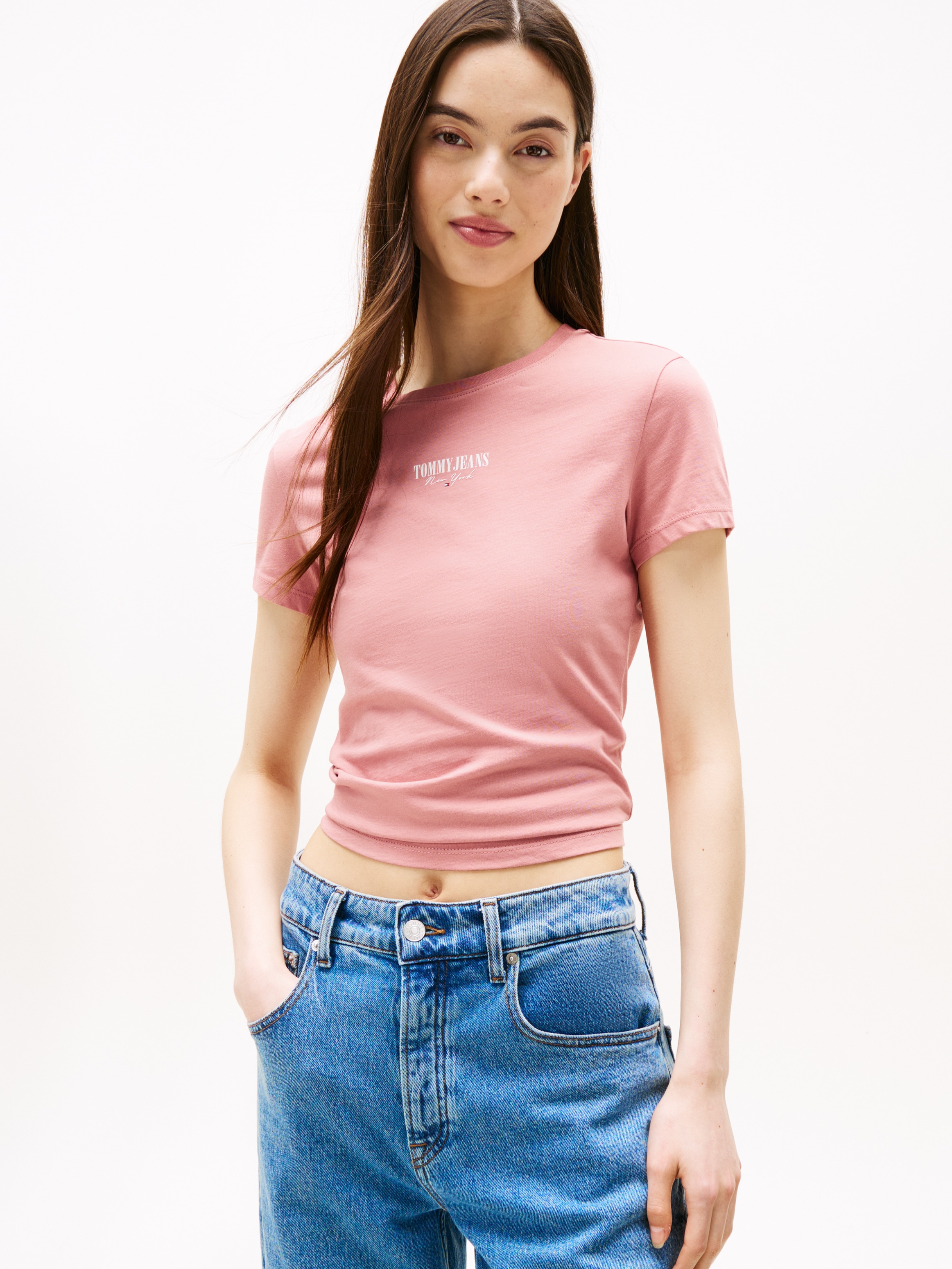 Tommy Jeans Kurzarmshirt "TJW SLIM ESSENTIAL LOGO2 TEE EXT" günstig online kaufen
