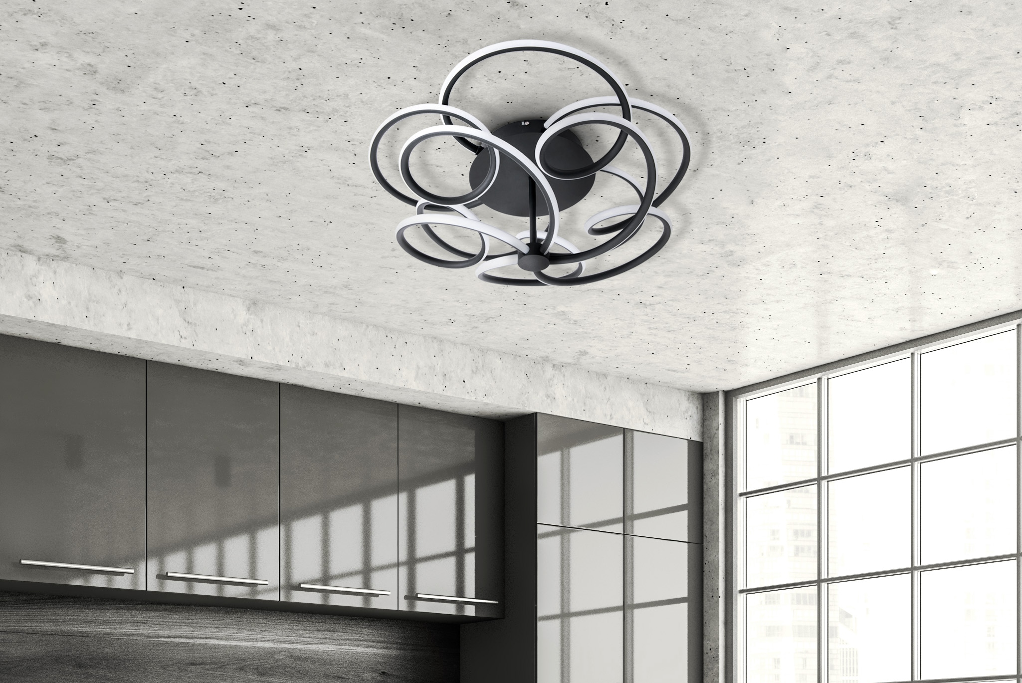 näve LED Deckenleuchte »Rizado« LED-Modul 1 Stk. Warmweiß 3-Stufen dimmbar per Wandschalter, Lichtfarbe warmweiß, D: 57cm