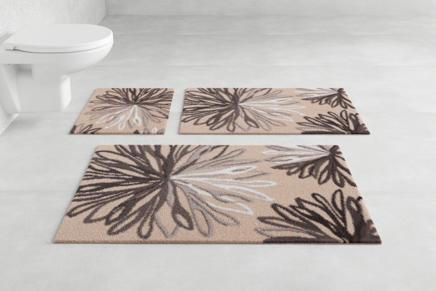 Grund "Art" Höhe 20 mm rutschhemmend beschichtet fußbodenheizungsgeeignet florales Muster, elegante Badematte