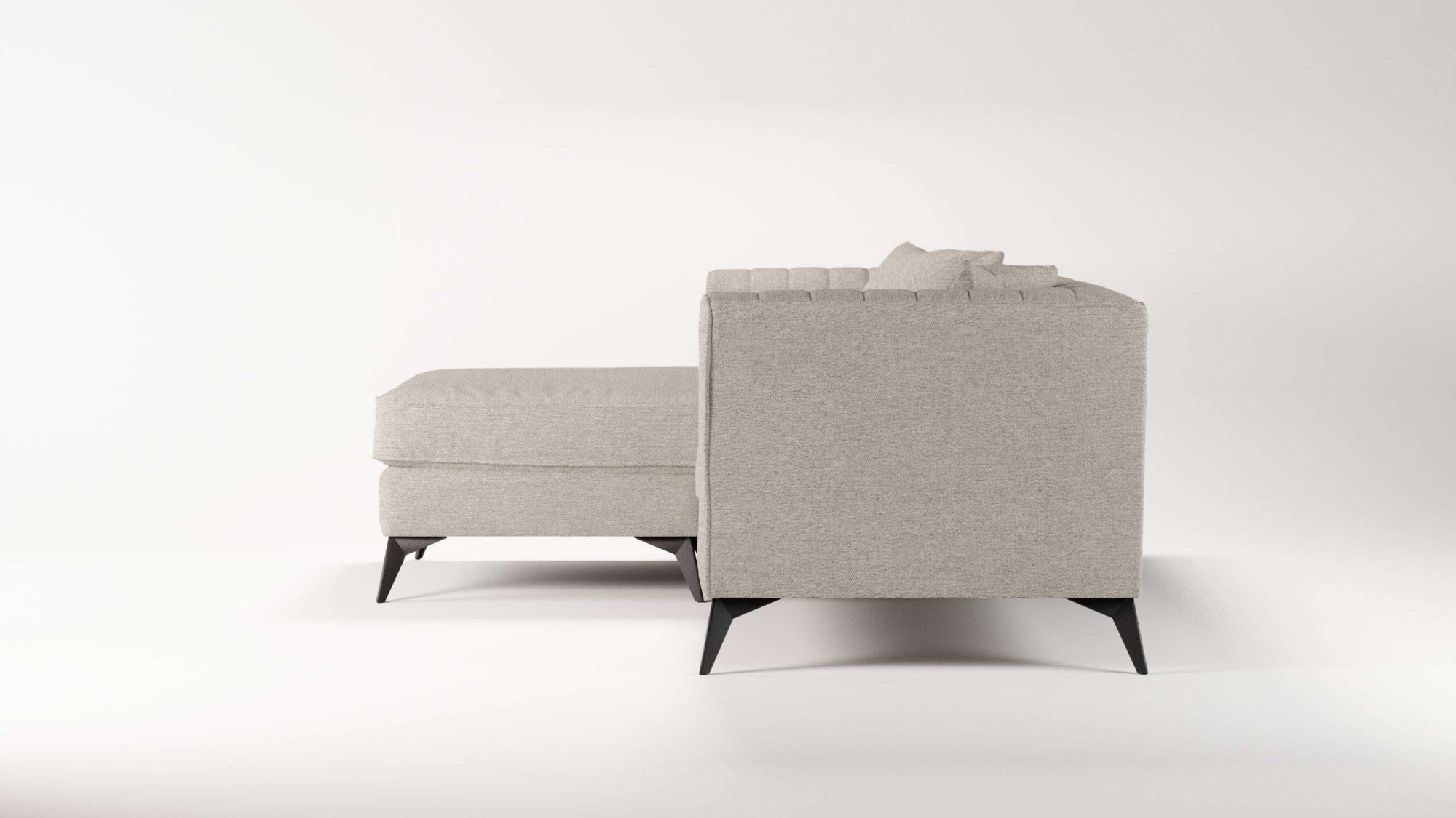 Places of Style Ecksofa »MATTHEW L-Form ideal für kleine Räume, Maße B/T/H: 201/162/74 cm«, elegantes Designsofa, feine Steppung im Rücken, incl. Zierkissen