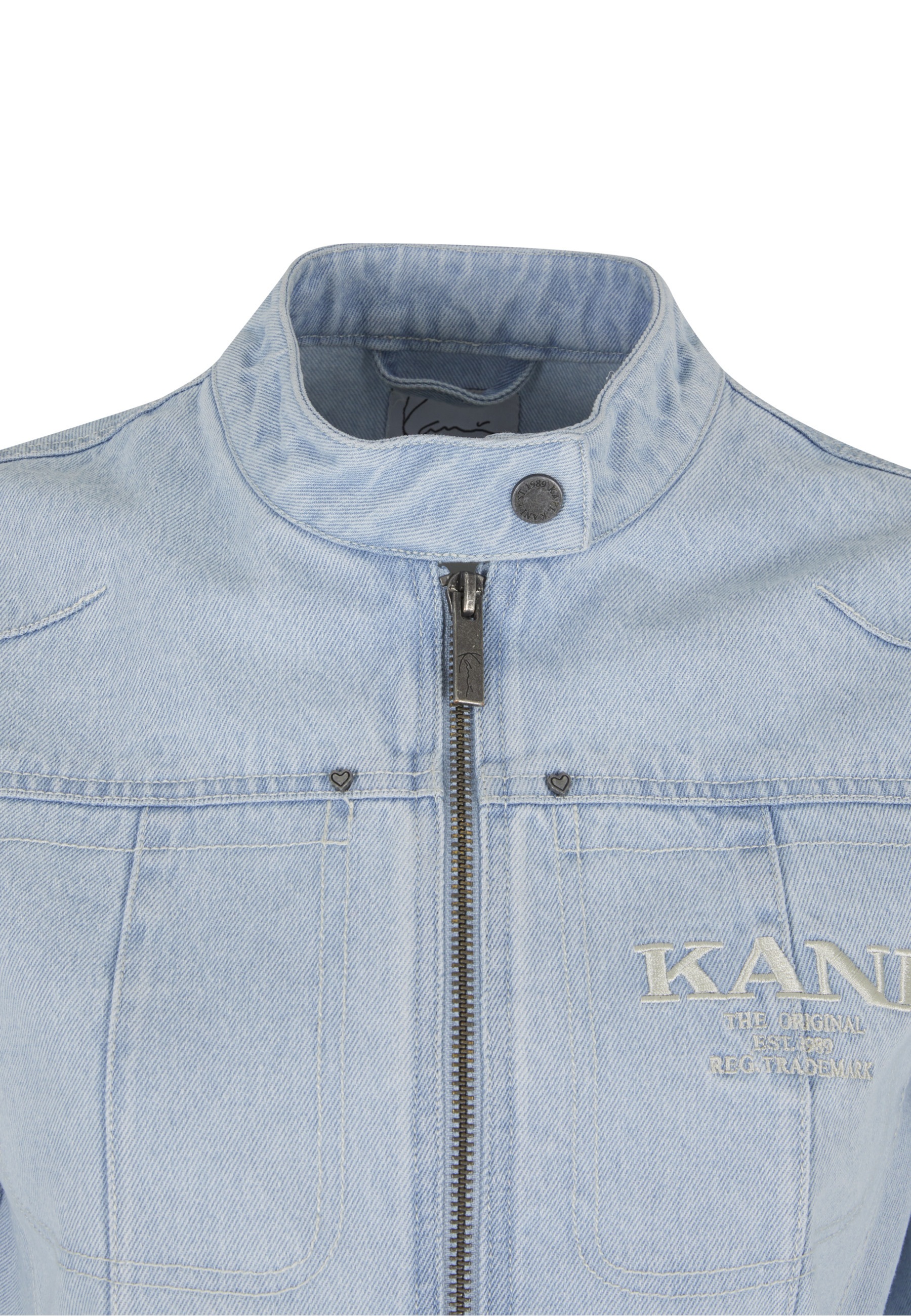 Thumbnail - Karl Kani Allwetterjacke "Karl Kani Retro TM Denim Biker Jacket" 1 Stk. tlg. ohne Kapuze