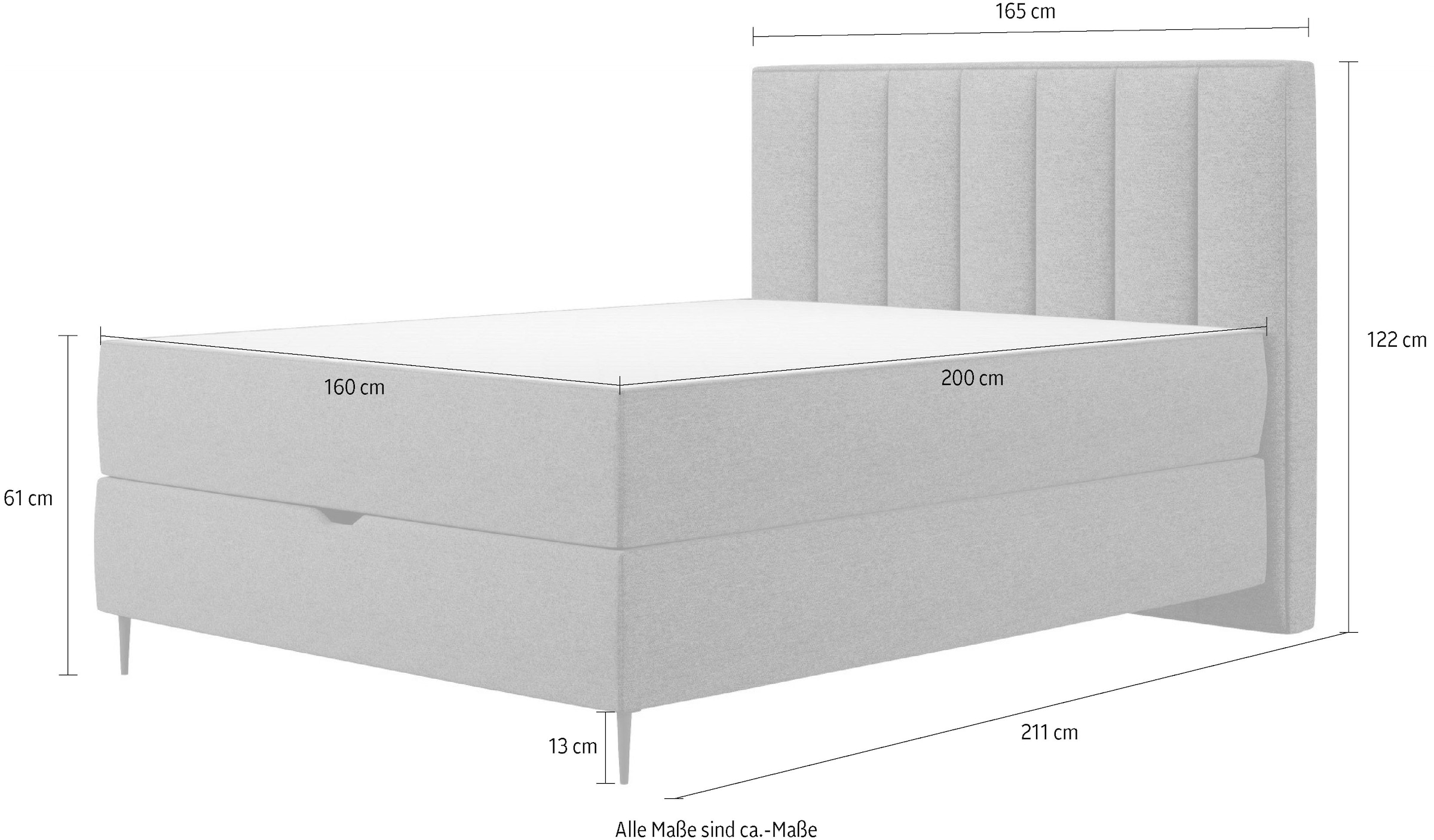 Home affaire Boxbett »Rita inkl. Bettkasten, erhältlich in den Breiten 160cm und 180cm« mit Taschen-Federkernmatratze, Komfortliegehöhe von 61cm