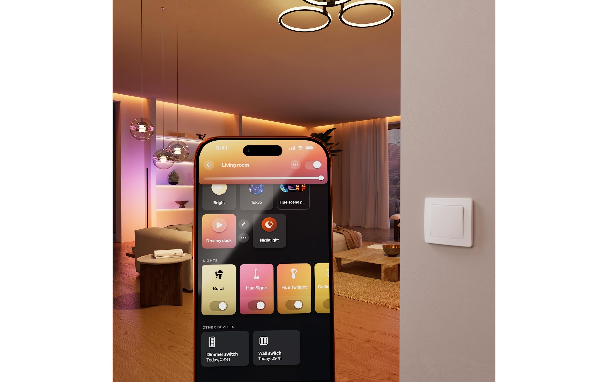 Philips Hue Smart-Home-Steuerelement »Wandschaltermodul, für Hue Lampen, Netzbetrieb« Individuelle Steuerung, App‑ & Sprachsteuerung, 1er‑Pack