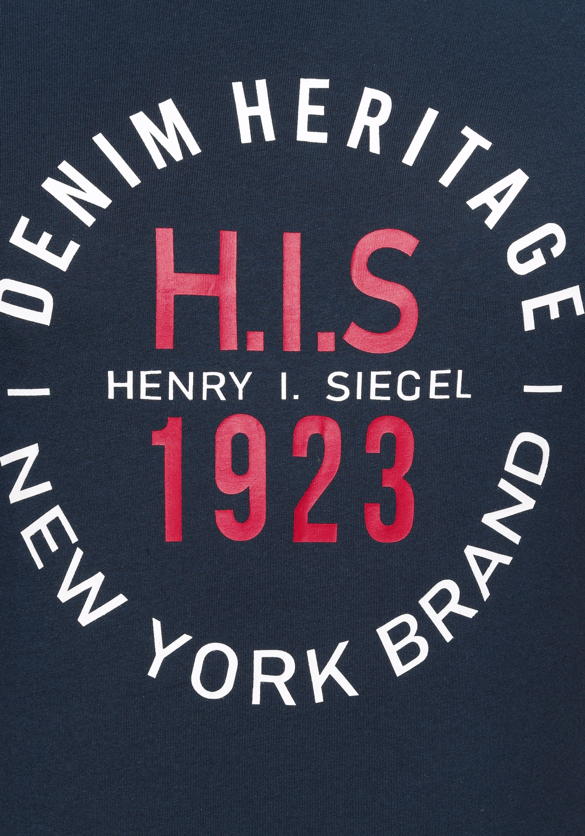 H.I.S Rundhalsshirt, Kurzarm, schmale Passform, mit Print, Rundhals, aus Baumwolle