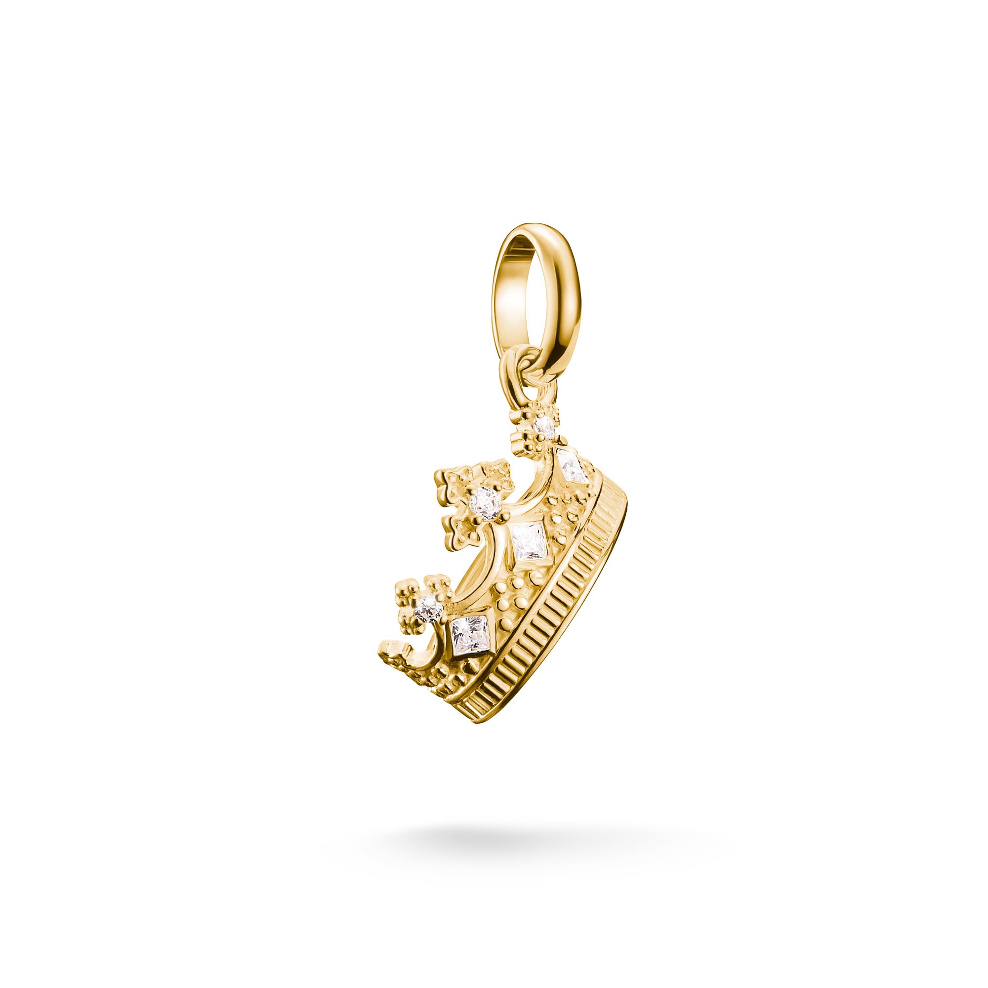 Charm-Einhänger THOMAS SABO "Charm Krone mit Zirkonia - Connect", gold (gelbgoldfarben, kristallweiß, kristallweiß), Charms, Damen, Silber 925 (recycelt), mit Zirkonia (synth.)