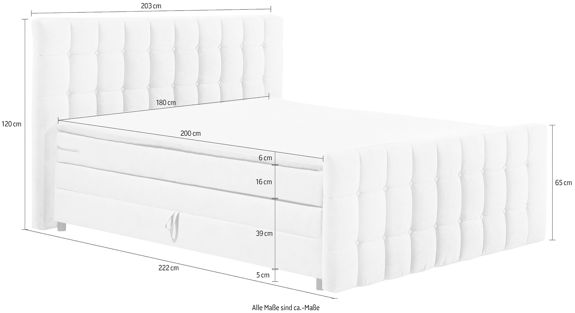 ED EXCITING DESIGN Boxspringbett »Mendoza«, inkl. Bettkasten, erhältlich in den Breiten 160cm & 180cm