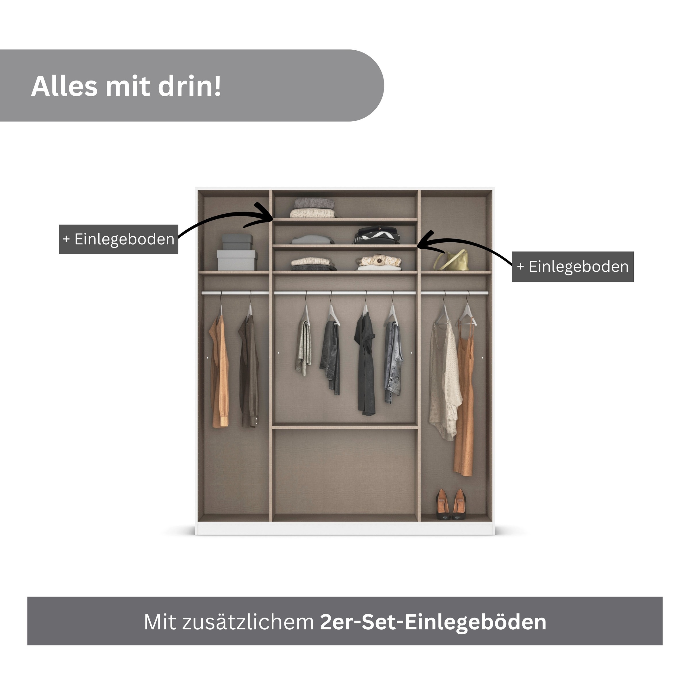 rauch Drehtürenschrank »Kleiderschrank Schrank Garderobe AGORDO mit Dekor- oder Hochglanzfront«, mit Außenschubkästen, in 6 Breiten und 2 Höhen MADE IN GERMANY