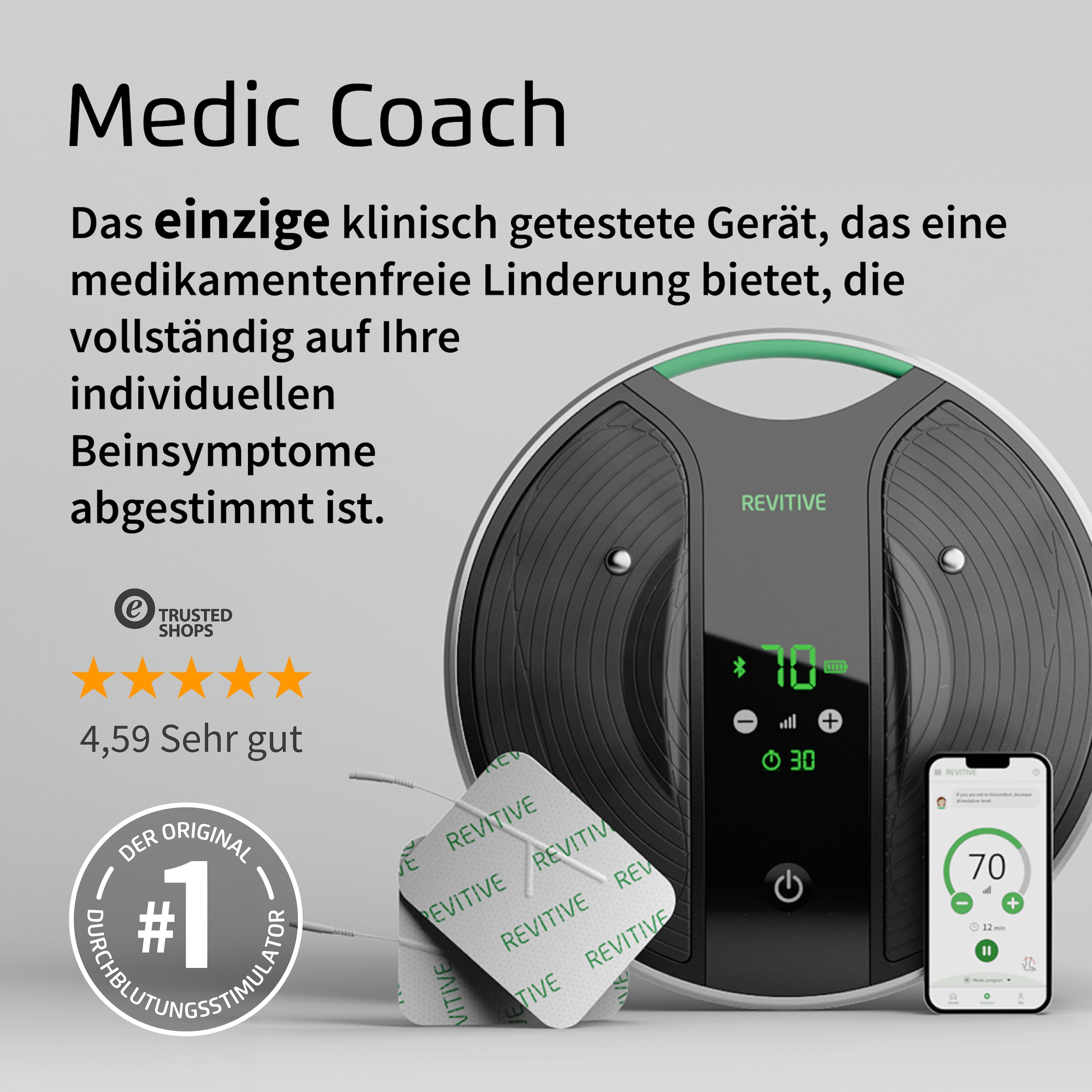 REVITIVE EMS-Fußmassage-Gerät »Medic Coach Durchblutungs-Stimulator« Effektive Knieschmerztherapie und bessere Durchblutung