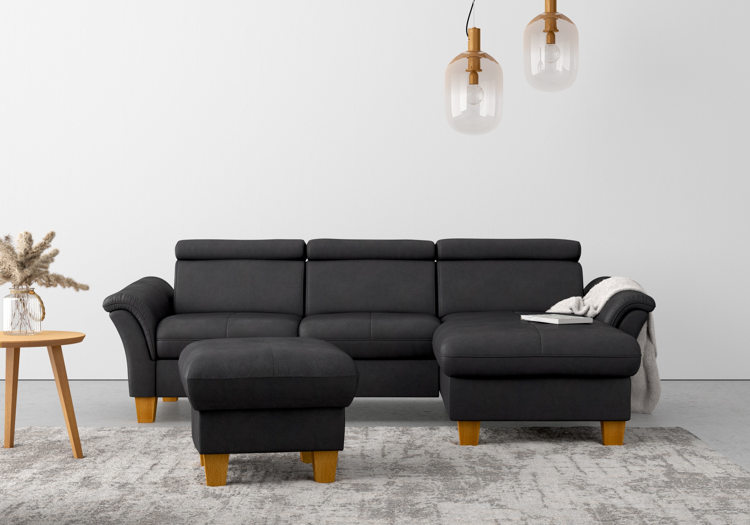 OTTO home Ecksofa "Lindgren L-Form" wahlweise mit Bett mit klappbaren Rollen, Kasten und Kopfverstellung