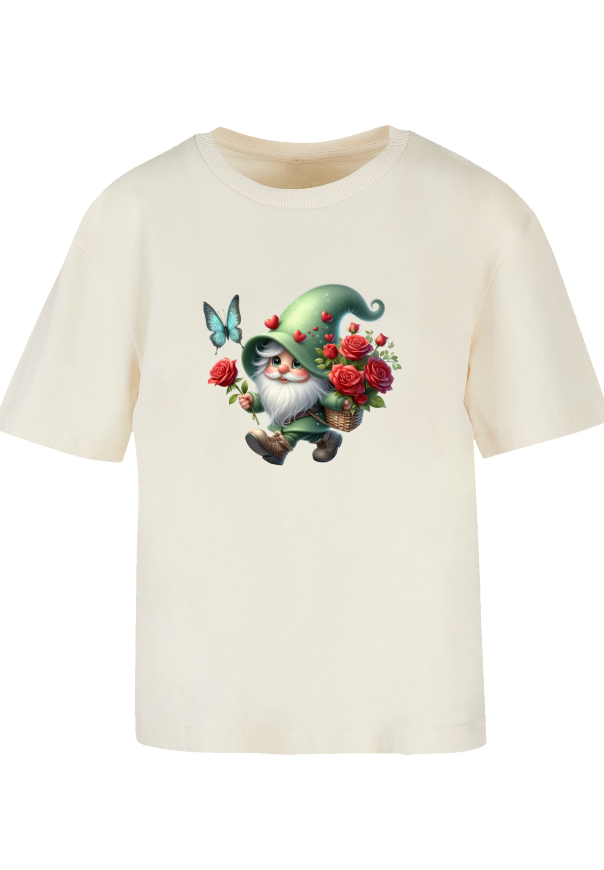 F4NT4STIC T-Shirt »Gnom Frühling Blumen Schmetterling«, Premium Qualität