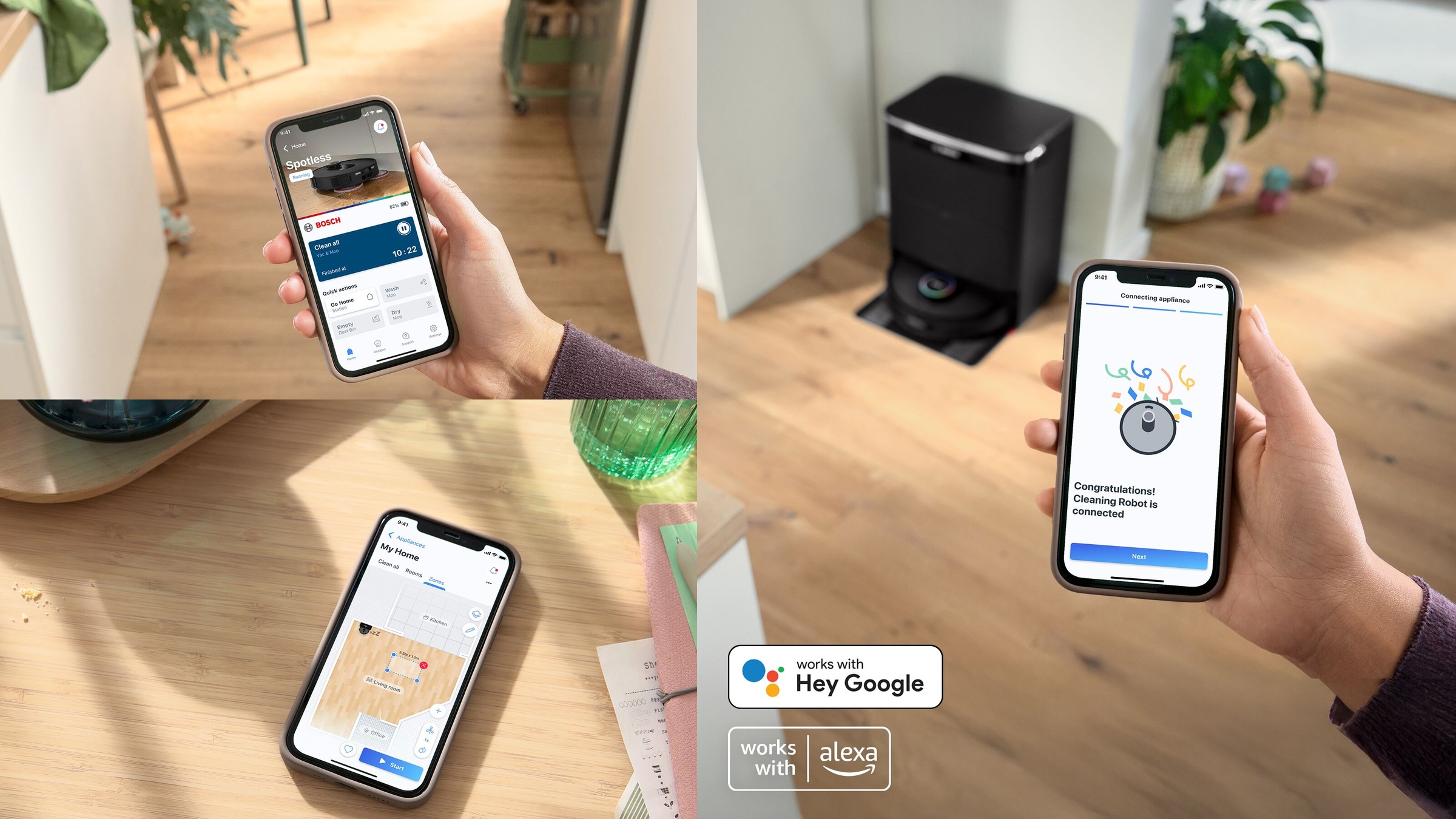 BOSCH Saugroboter »Spotless Max Cam BCRDW3BX, rotierende Wischpads, 70°C Selbstreinigung«, Datensicherheit, 11.000 Pa Saugkraft, Absaugstation, Kamera