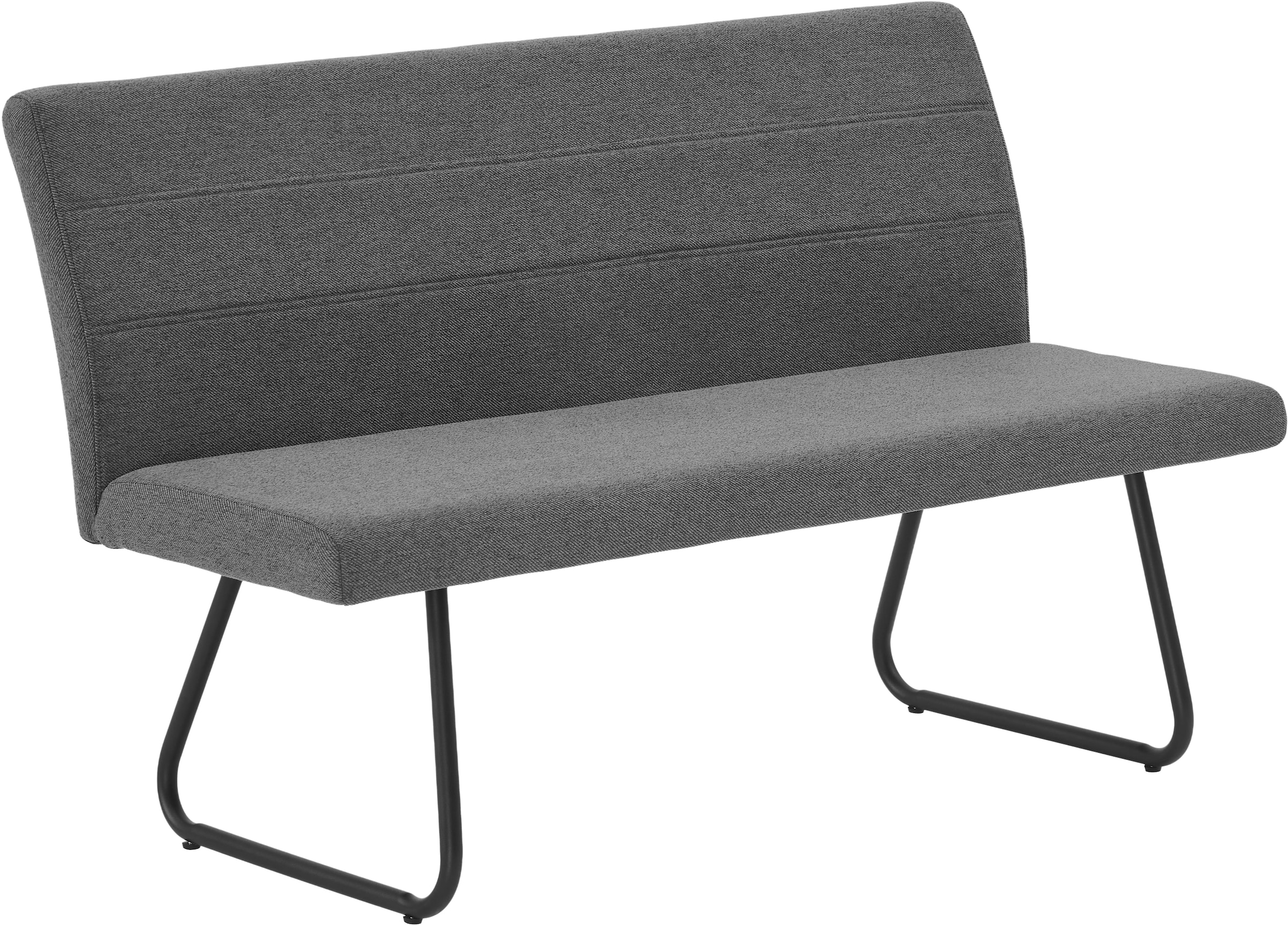 OTTO home Essgruppe »Stevian« Set, Ausziehbarer Esstisch + Bank + 2 Stühle, 4 Stk. tlg. Holz, Strukturstoffbezug, Freischwingerstühle, gesteppten Bänken