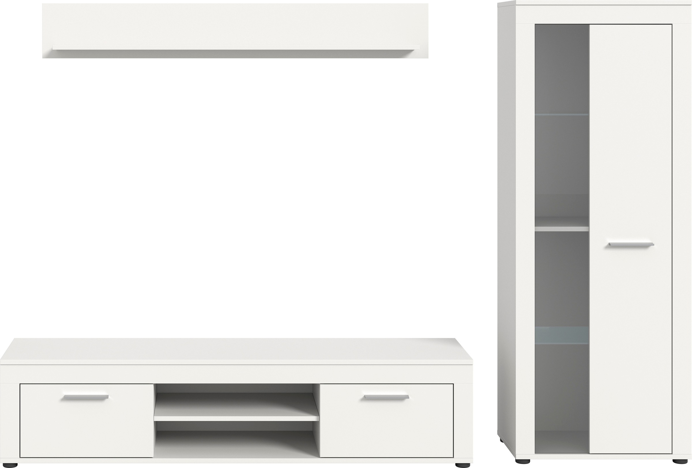 Thumbnail - Home affaire Wohnwand "Aosta, Breite 235cm, bestehend aus Lowboard, Wandboard, Vitrine" 3 Stk. tlg.