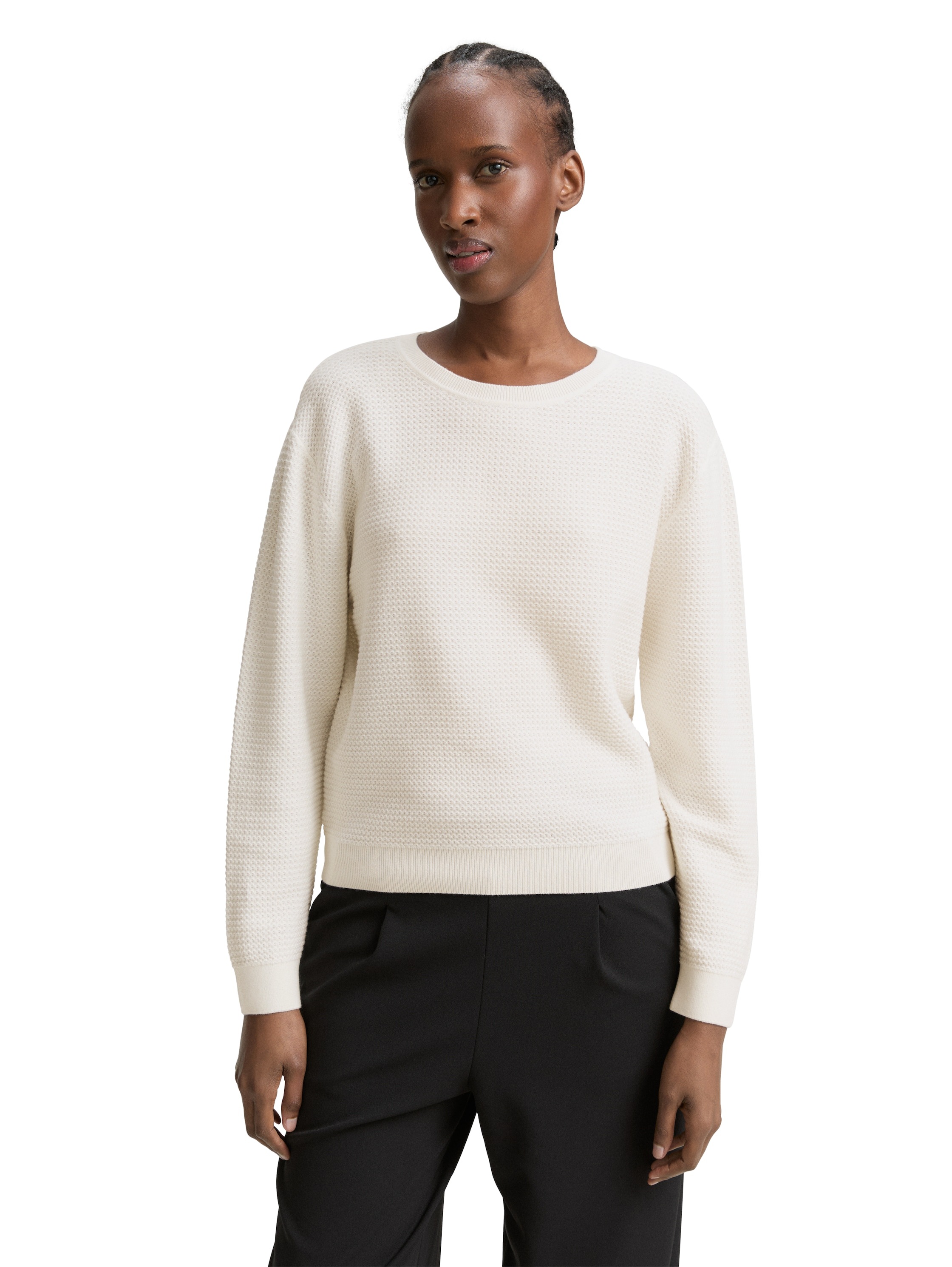 TOM TAILOR Denim V-Ausschnitt-Pullover mit Rippbündchen günstig online kaufen