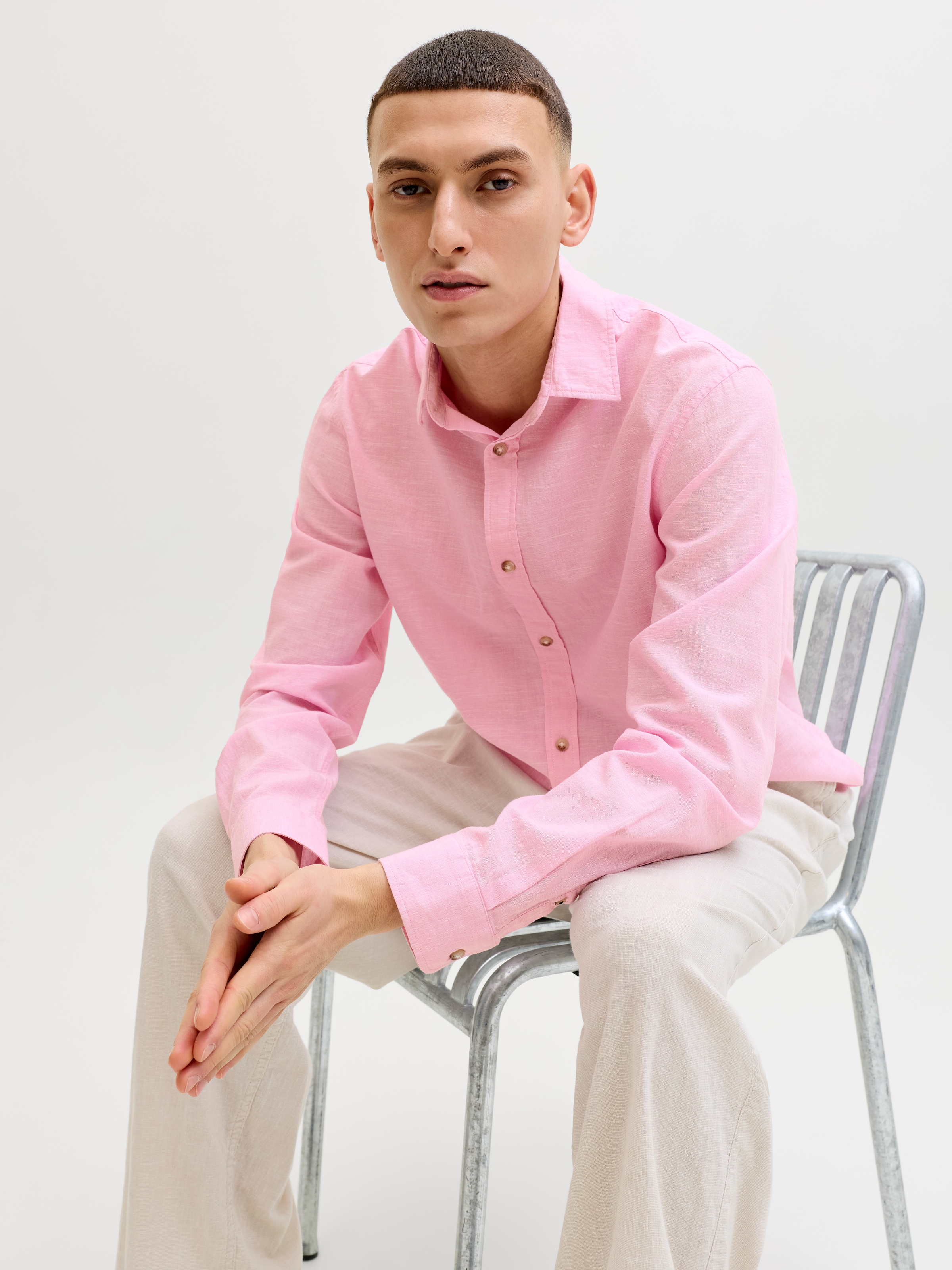 Jack & Jones Langarmhemd »JJESUMMER LINEN BLEND SHIRT L/S SN« Baumwollmischung, regular fit