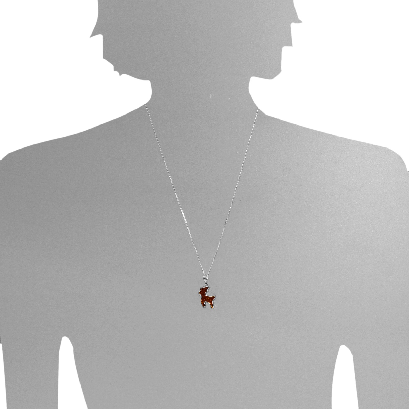 OSTSEE-SCHMUCK Kette mit Anhänger »- Hirsch - Silber 925/000 - Bernstein«