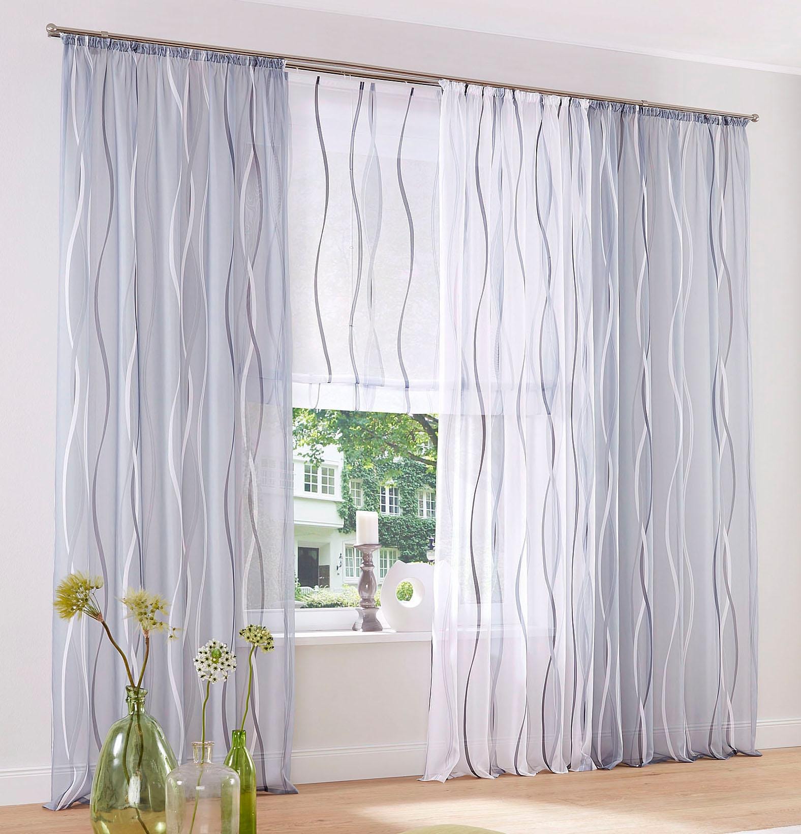 Polyester, »Dimona«, Transparent, BAUR Klettschiene, my Voile, home Raffrollo mit | Wellen