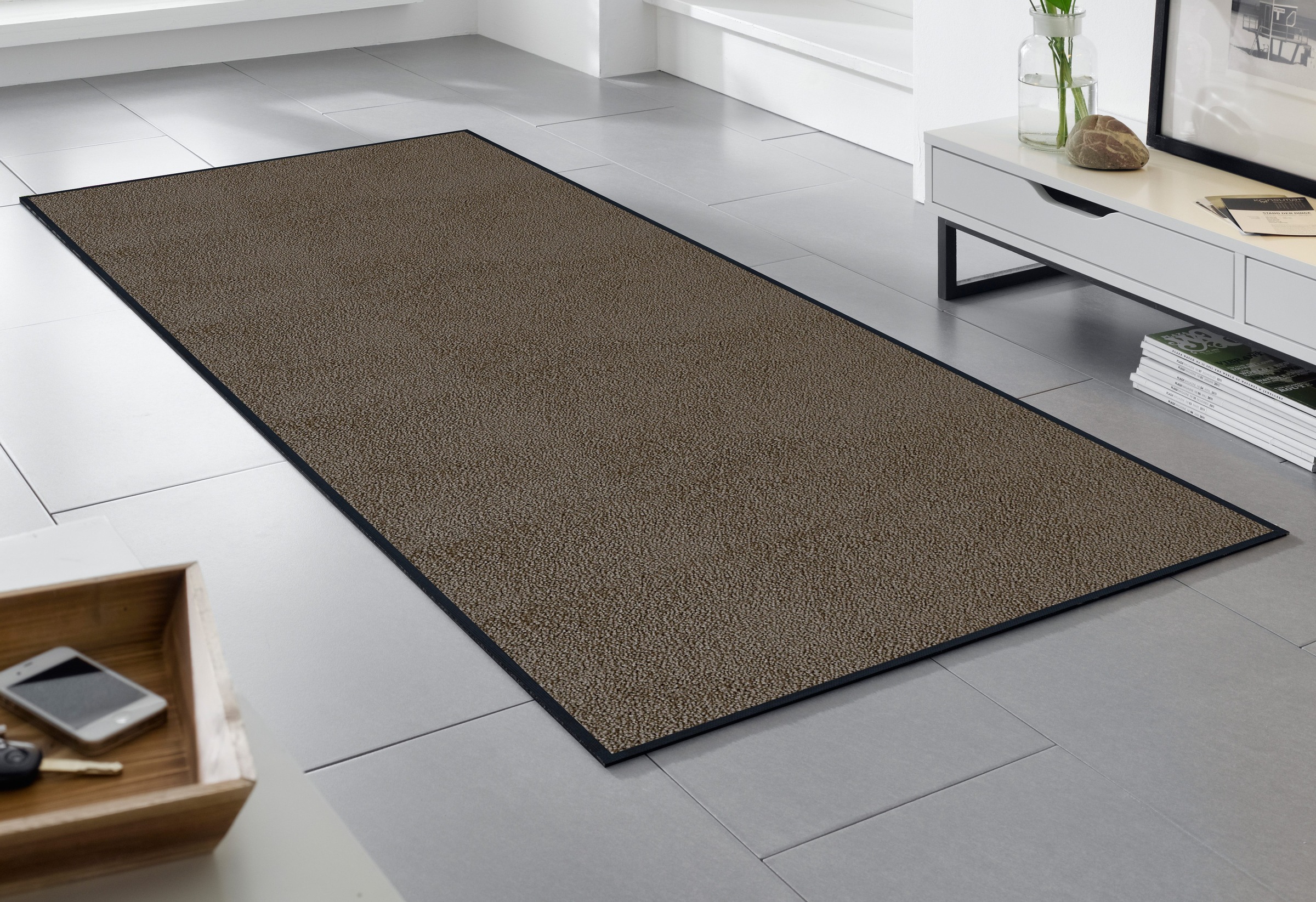 Fußmatte, B:60cm H:9mm L:180cm, beige, WASH+DRY BY KLEEN-TEX, Kunstfaser, Flur, Teppiche, "Original Uni, Schmutzfangteppich", Schmutzmatte,