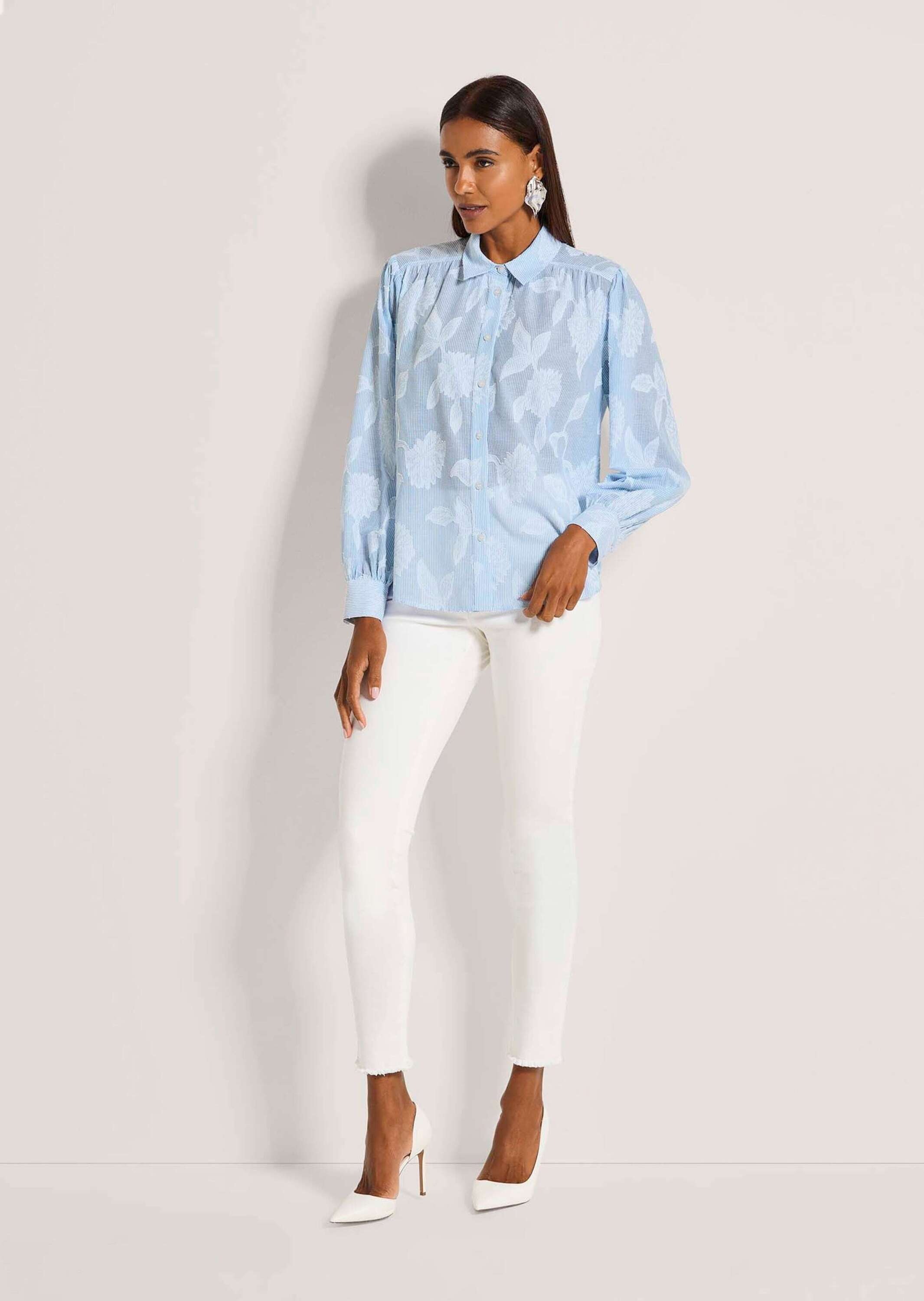 MADELEINE Hemdbluse "Hemdbluse Ausbrennerbluse mit Blütenmotiv" Hemdbluse m günstig online kaufen