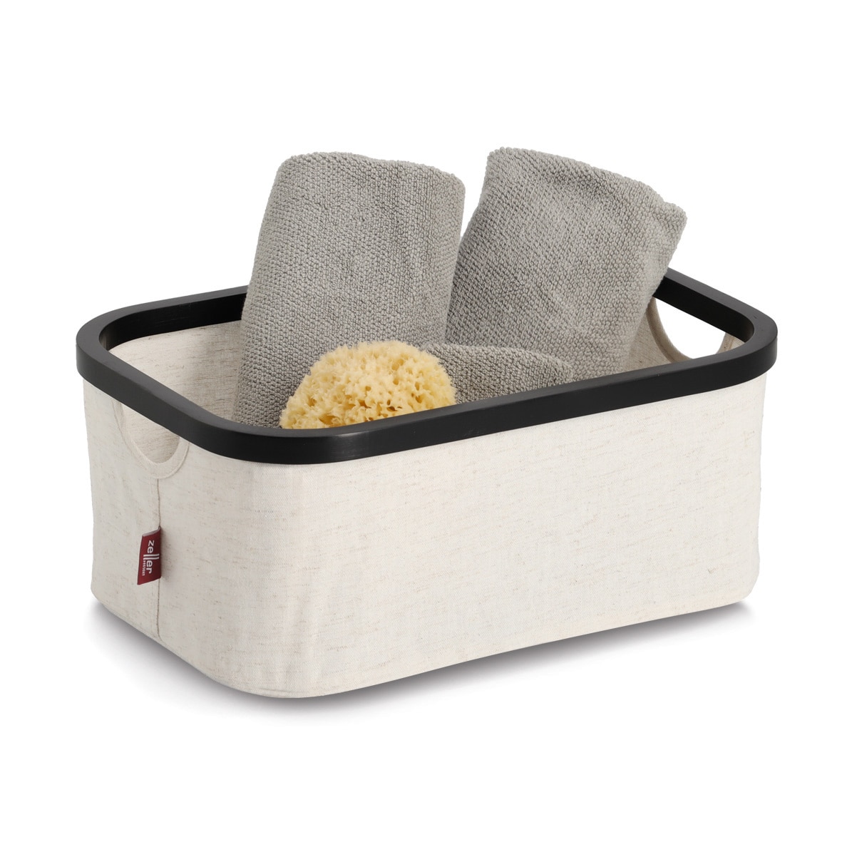 Zeller Present Aufbewahrungskorb »Aufbewahrungskorb, Polyester/Bambus« creme/schwarz, ca. 38x26x16 cm