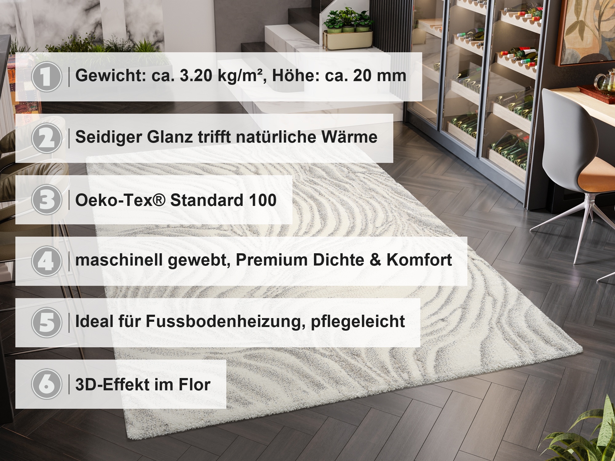 OCI DIE TEPPICHMARKE »LIV CORAL , auch als Läufer und in Rund« rechteckig 20 mm Höhe Design Teppich, auch in quadratischer Form, alle Räume