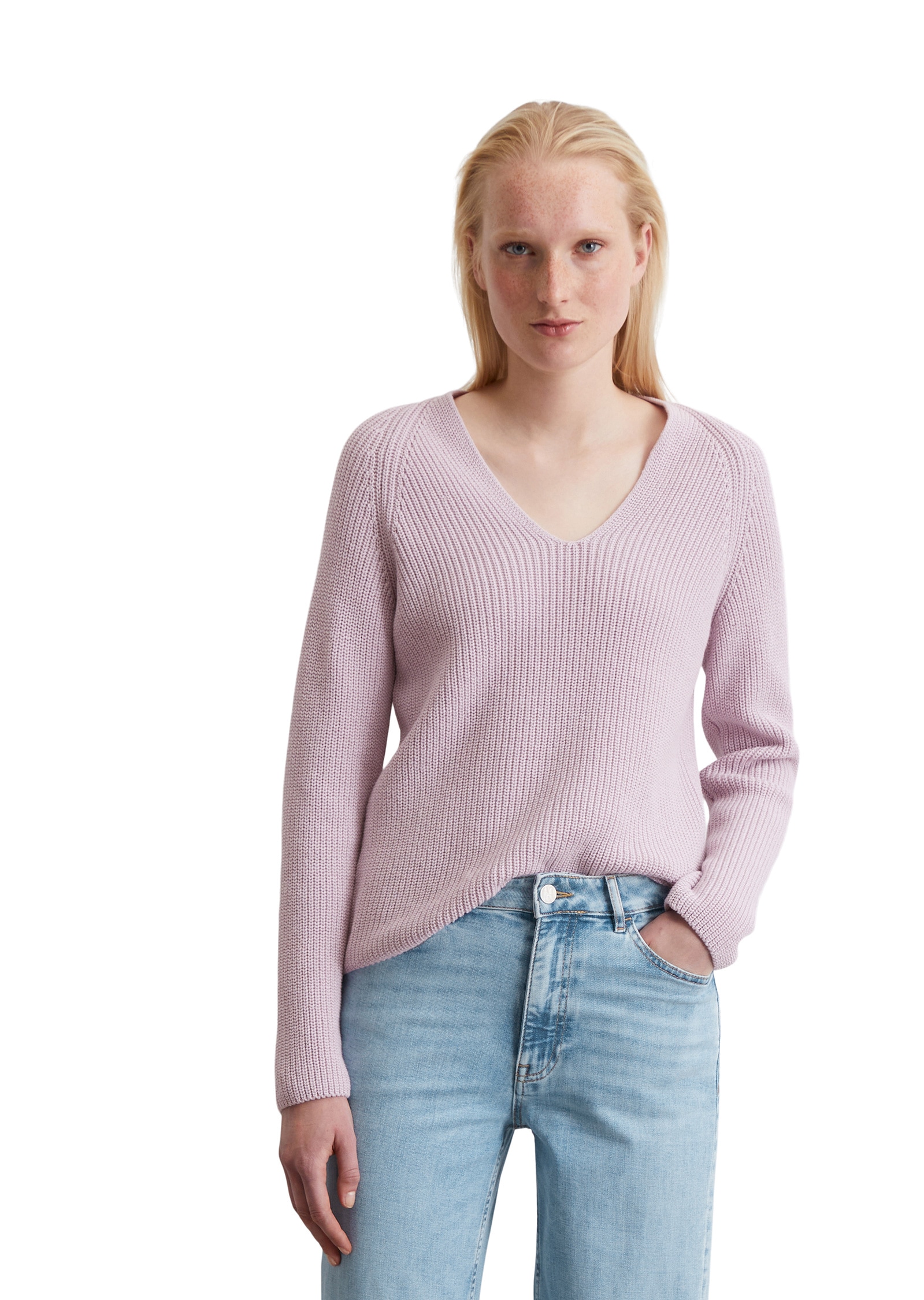 Marc OPolo V-Ausschnitt-Pullover "aus softem Baumwoll-Garn" günstig online kaufen