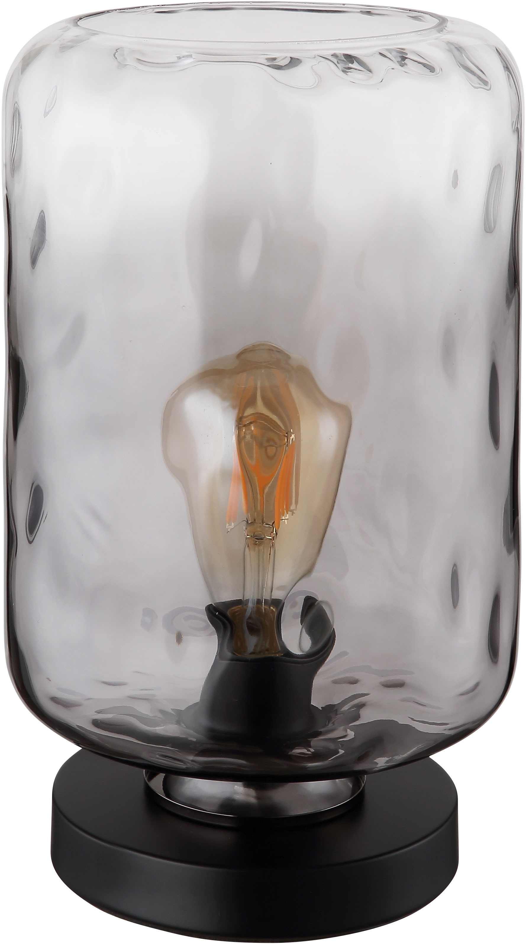 GLOBO LIGHTING Tischleuchte »DARINA«, Leuchtmittel E27 | ohne Leuchtmittel, Tischlampe/schwarz/Glas rauchfarben/Wohnzimmer/Schlafzimmer