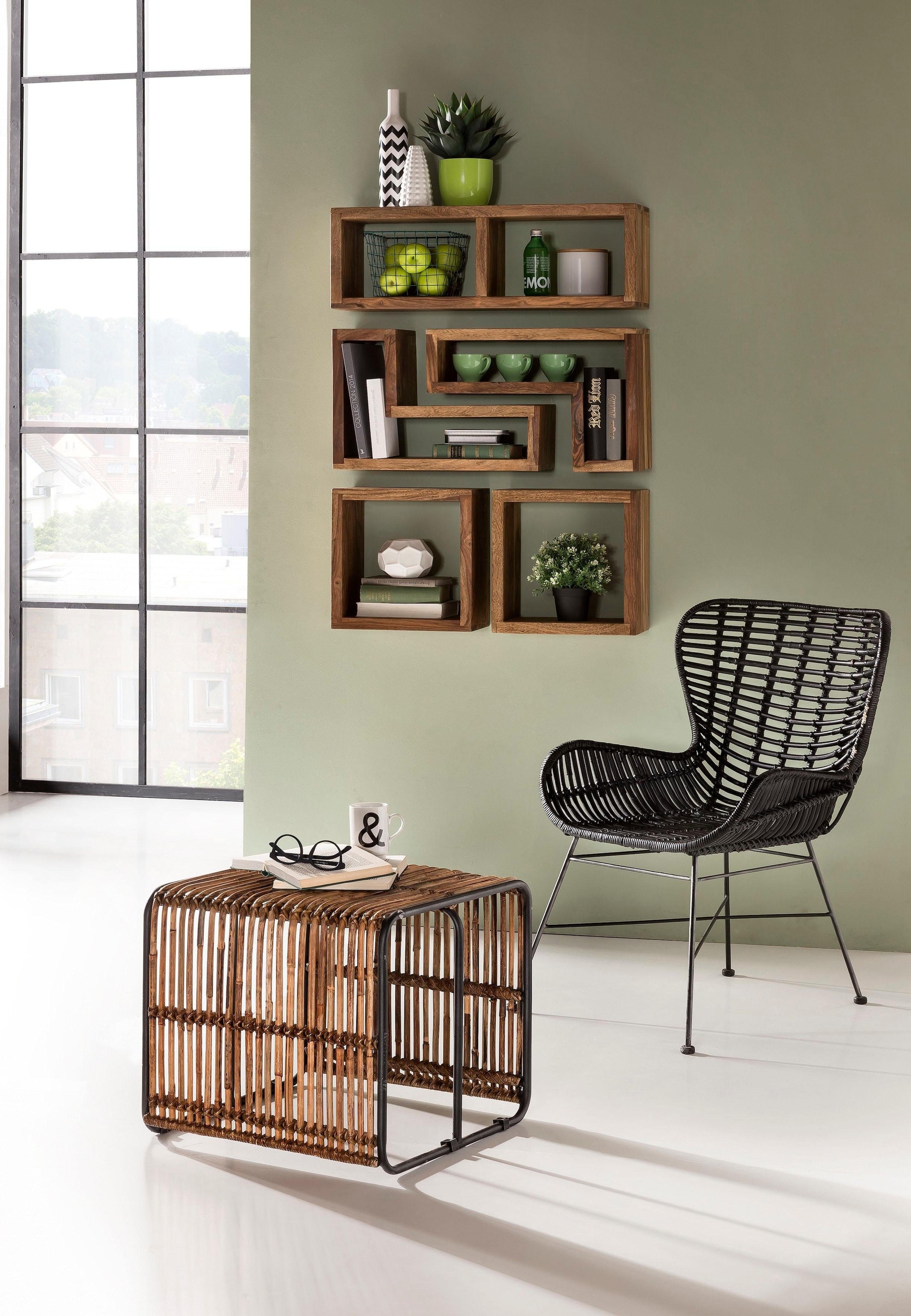 SIT Sessel "Rennes Rattan-Sessel mit Armlehnen & stabilem Metallgestell" Handgefertigter Rattan-Sessel mit geschwungenen Armlehnen