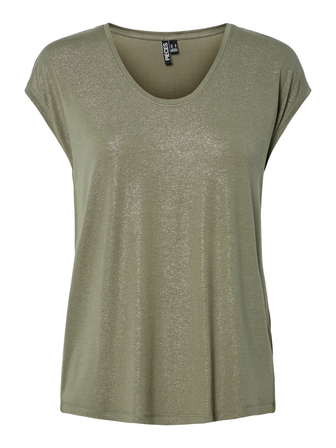 pieces Kurzarmshirt "PCALICE SS GLITTER TEE JRS NOOS BC" Viskosemischung, loose fit