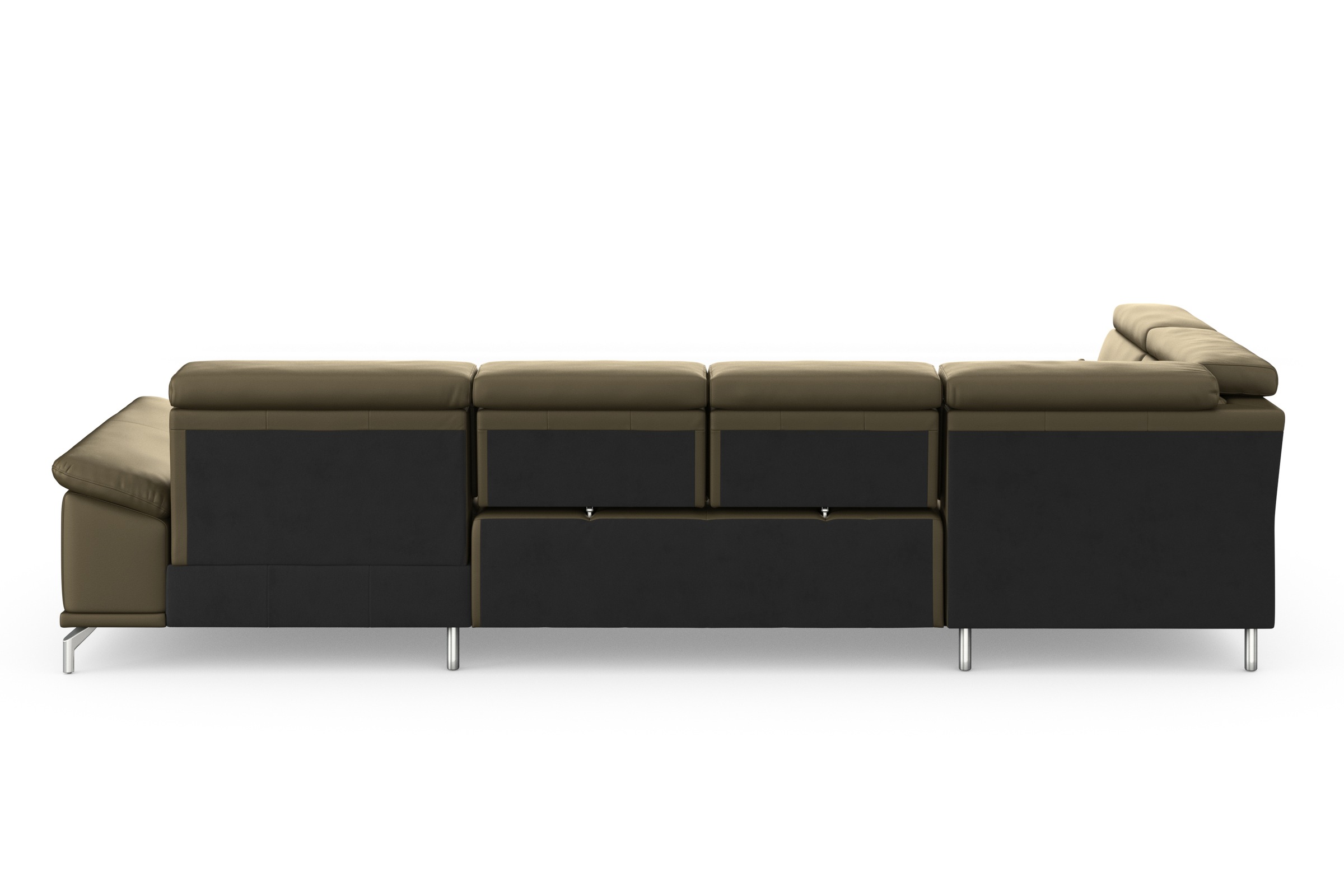 Wohnlandschaft SIT & MORE "Cabrio U-Form, B: 359 cm, mit Sitztiefen-, Arm- & Kopfteilverstellung", grün (olive), B:359cm H:87cm T:230cm, Sofas, Wohnlandschaft, 3 Nierenkissen, Federkern, optional Bettfunktion und Stauraum 6