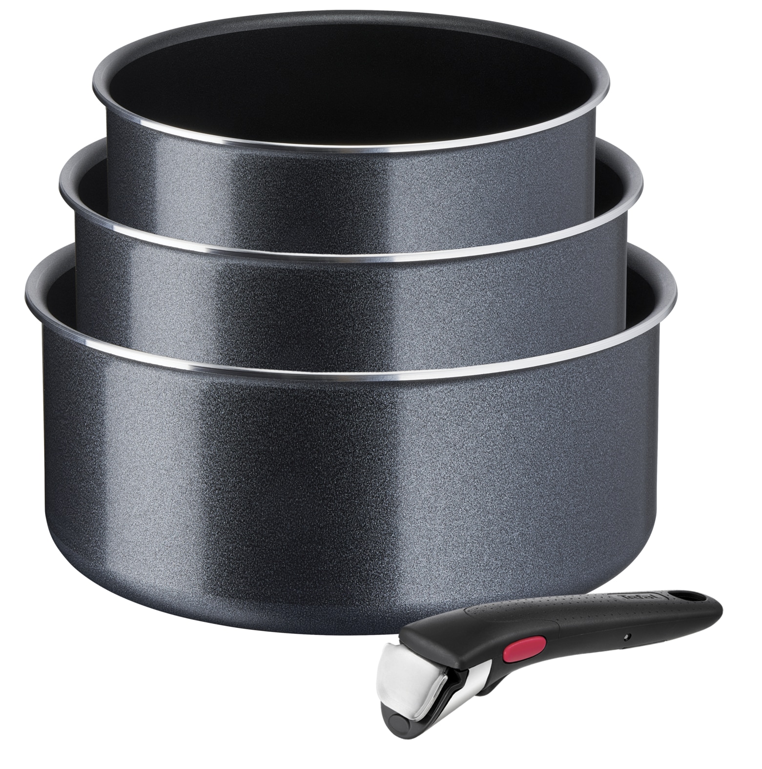 TEFAL Topf-Set "Ingenio XL Force, Topfset abnehmbarer Griff, nicht induktionsgeeignet", Höhe 11,5cm, blau, Töpfe, stapelbar, platzsparend, Topfset