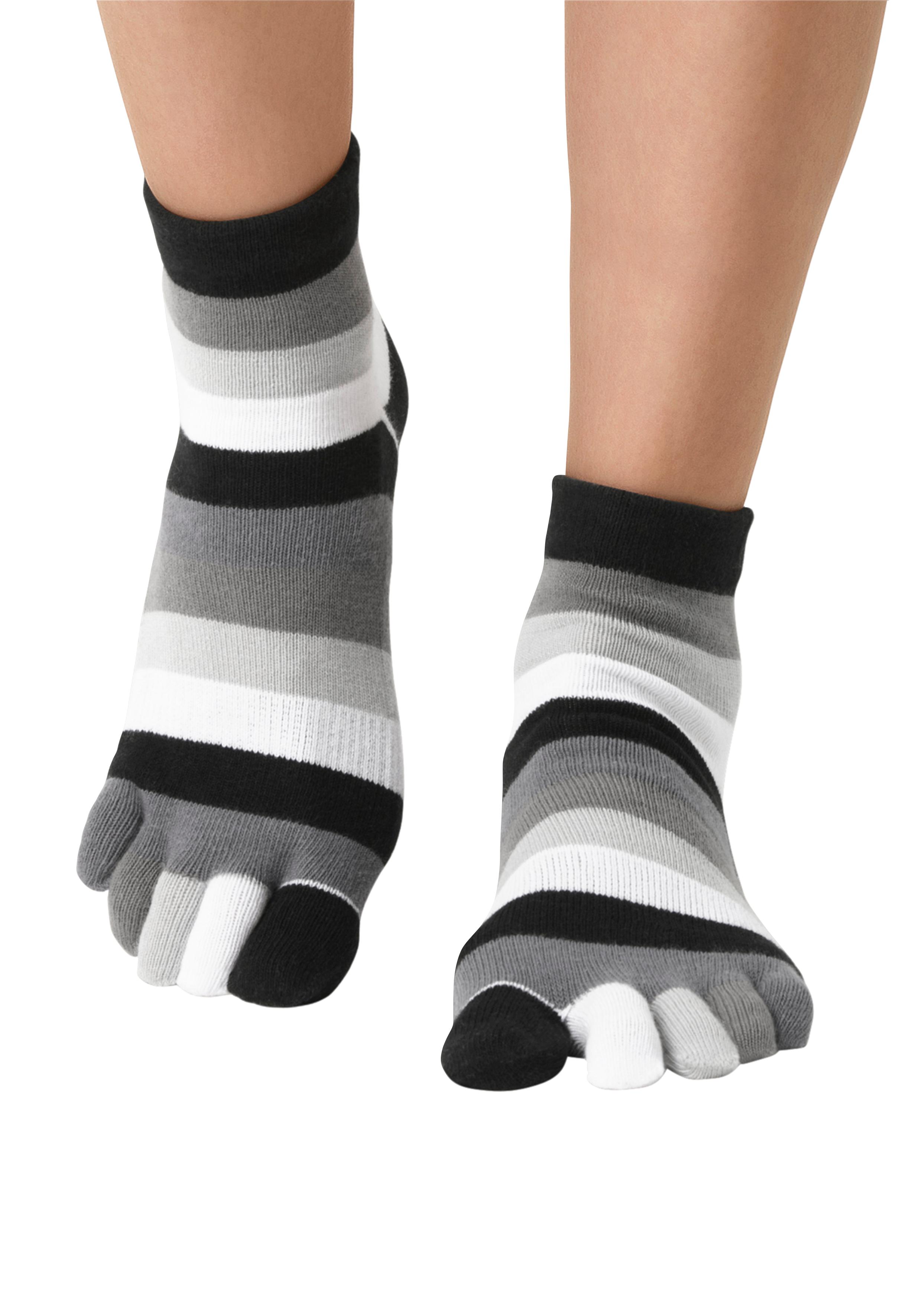 H.I.S Zehensocken "Fünf Finger Socken, Zehenspalt Design, Geeignet für den Alltag" Packung, 1 Paar tlg. im Streifenmuster weich und atmungsaktive Baumwolle