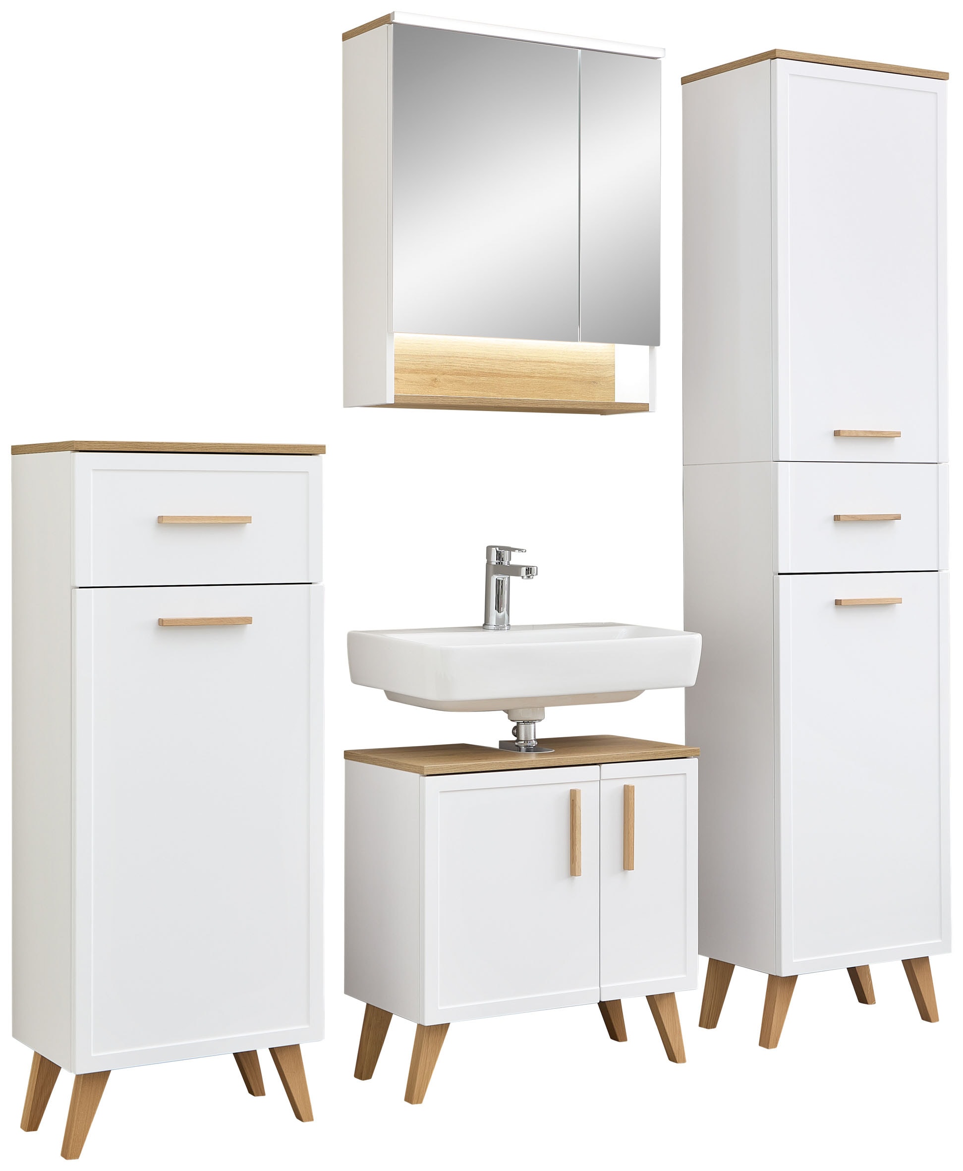 Saphir Badmöbel-Set "5-teilig, mit Soft-Close Türen und Fuß-Set" Set, 7 Stk. tlg.