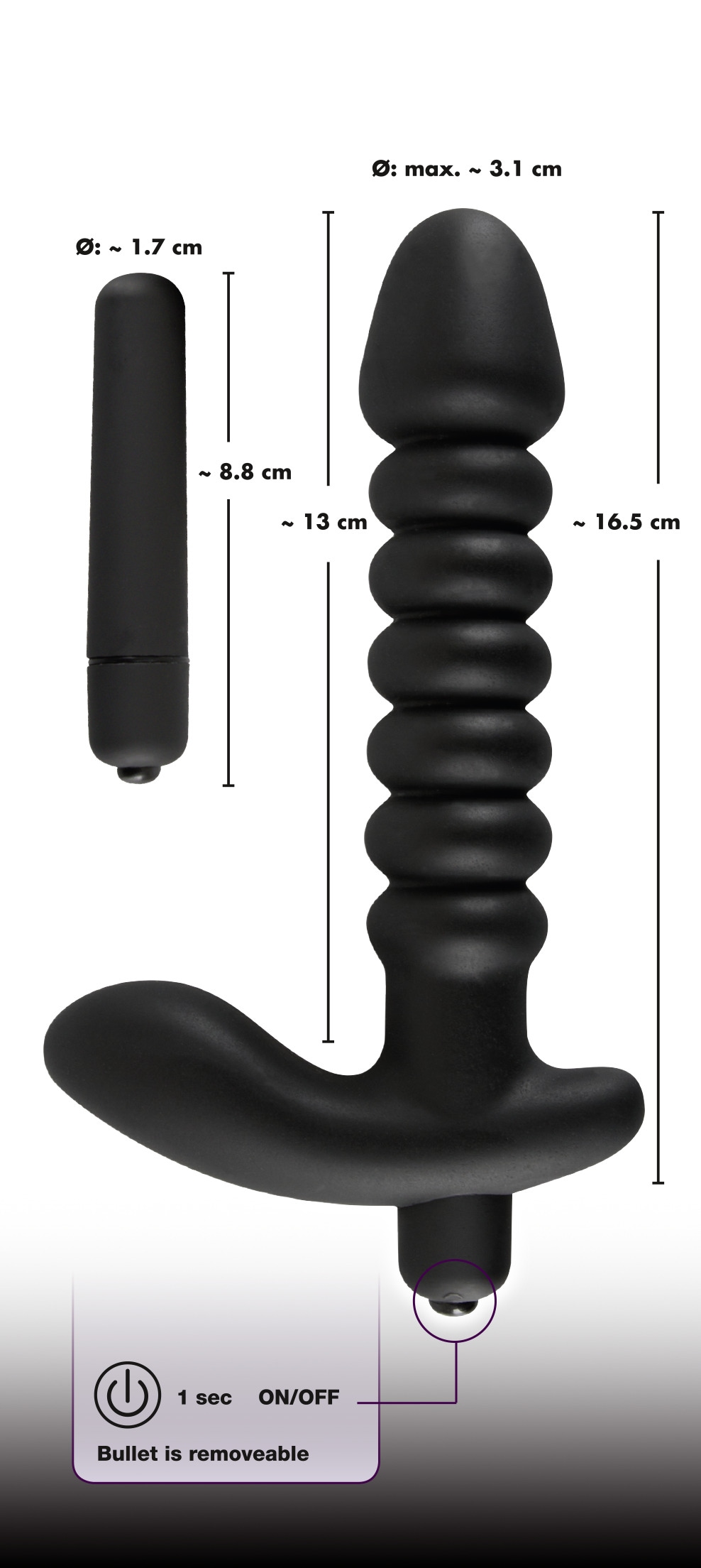 BLACK VELVETS Vibrator »vibrierender Analplug Vibrating plug medium«