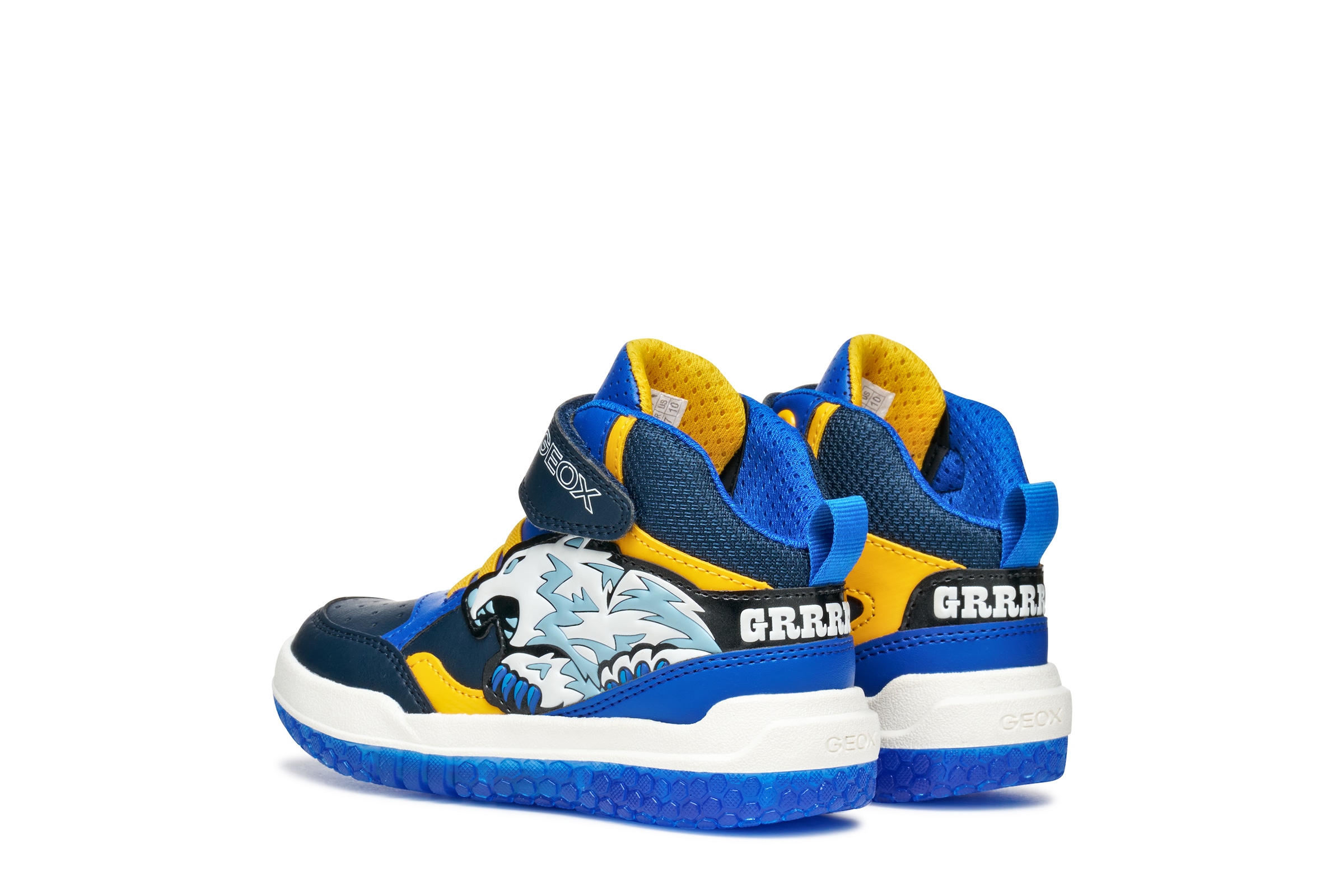 Geox Sneaker »J BUZZERLIGHT BOY Blinkschuh«, Schnürboots mit cooler Blinkfunktion, Größenschablone zum Download