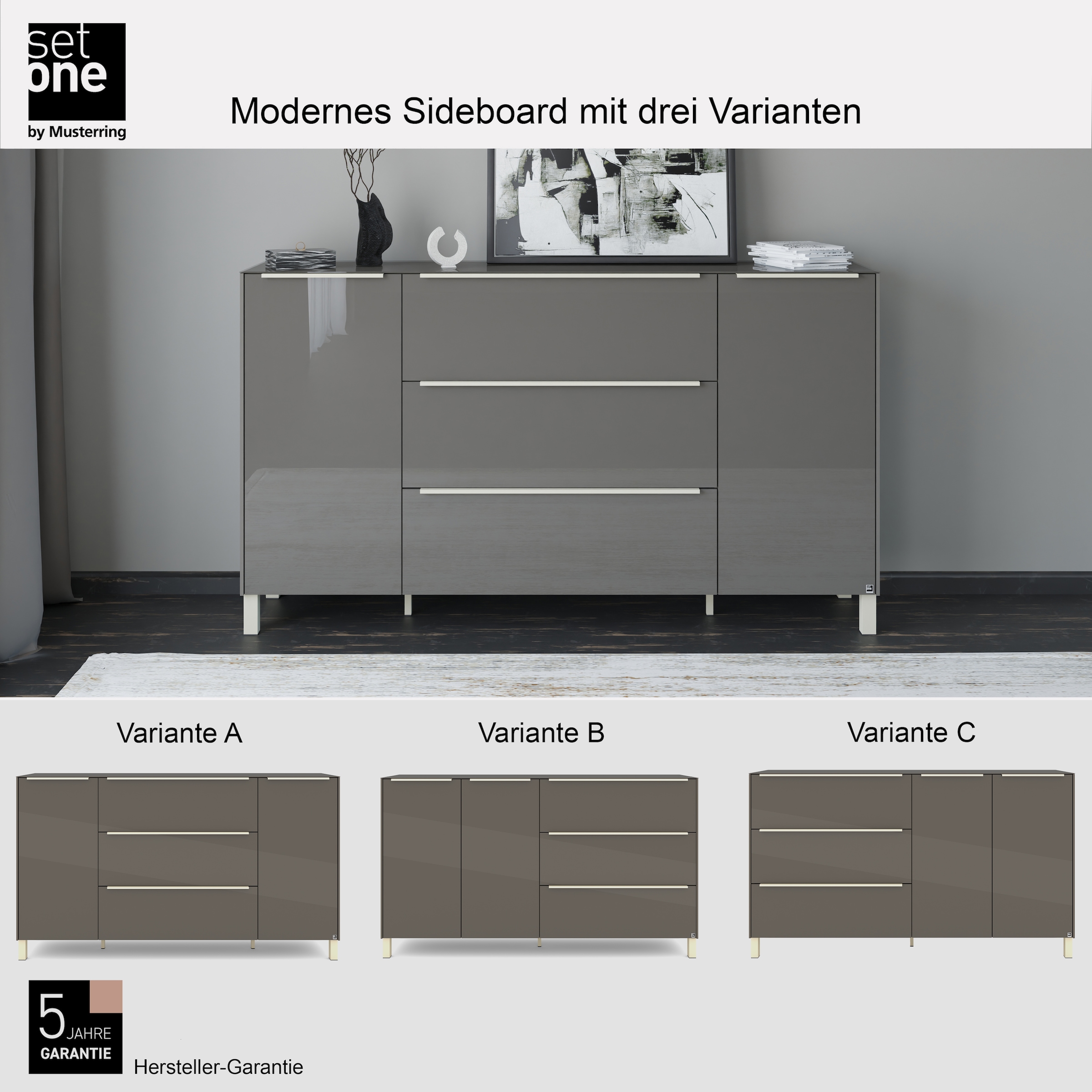 set one by Musterring Sideboard »Reno« 1 Stk. tlg. Mit Vierkantfuß in diversen Farben, 106 cm Höhe & Farbauswahl