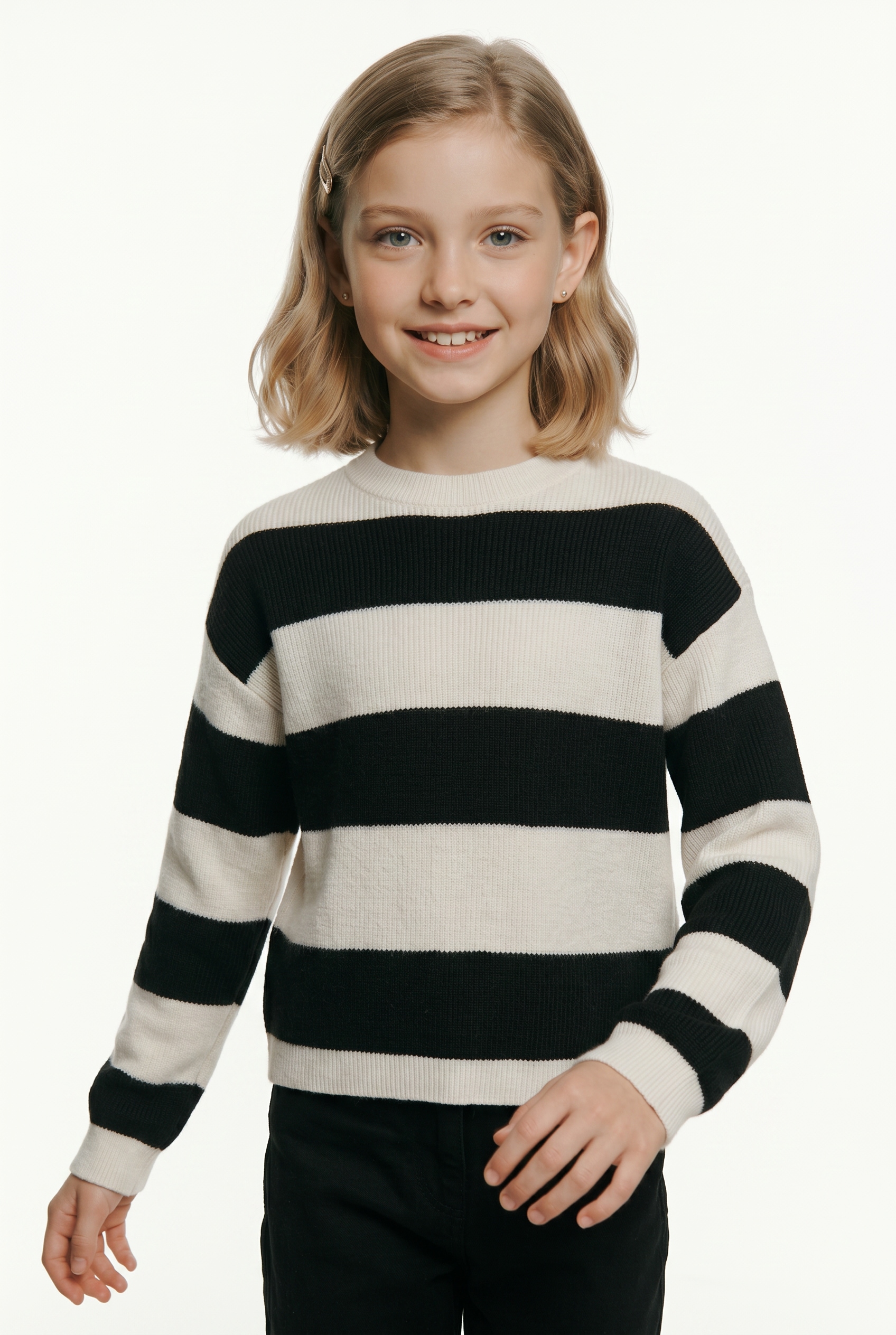 KIDS ONLY Strickpullover "KOGFRANCA SHORT L/S STRIPE KNT NOOS" Viskosemischung, loose fit