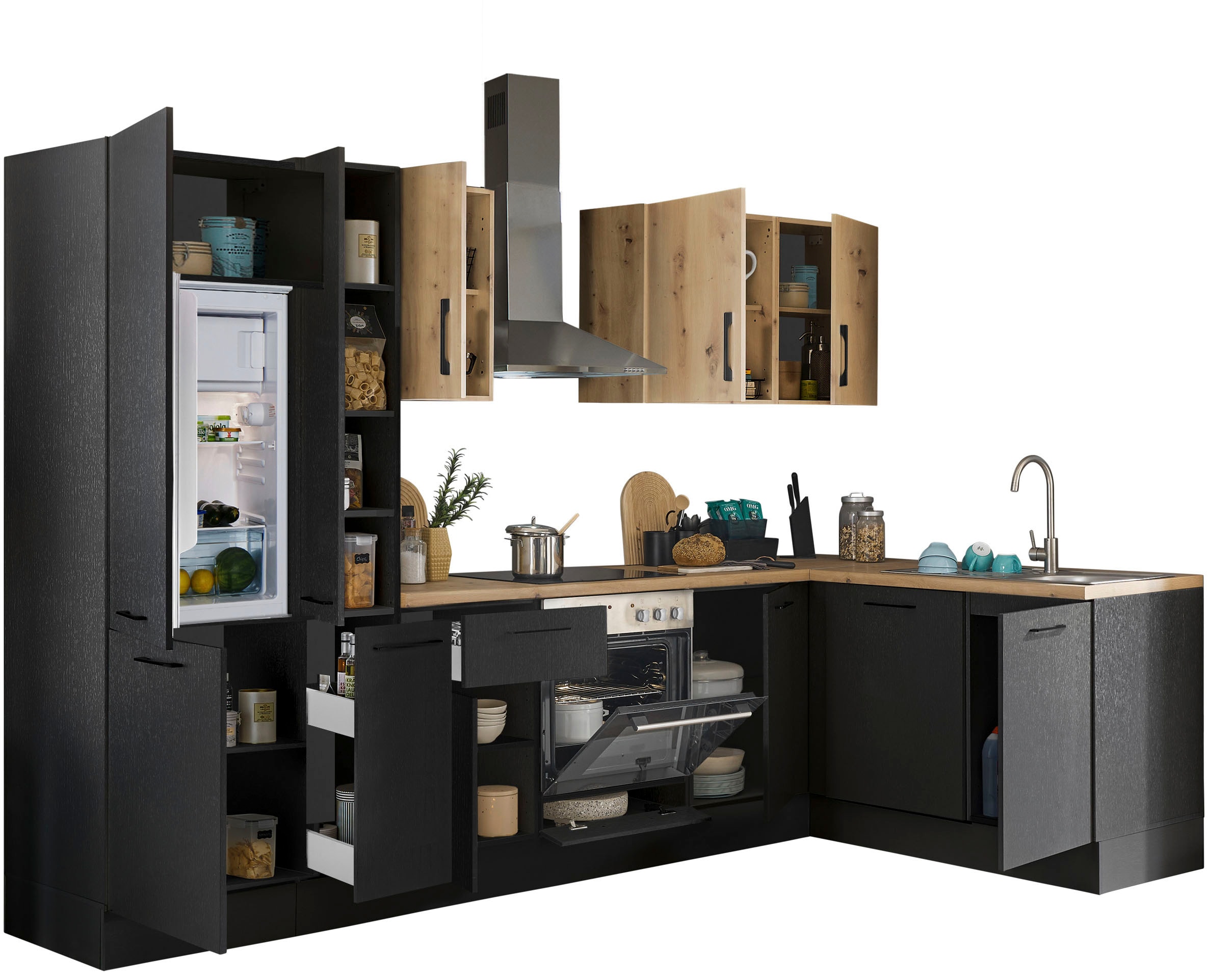 BASIC by Balculina Winkelküche »Turin«, Stellbreite 310x175 cm, wahlweise mit E-Geräten