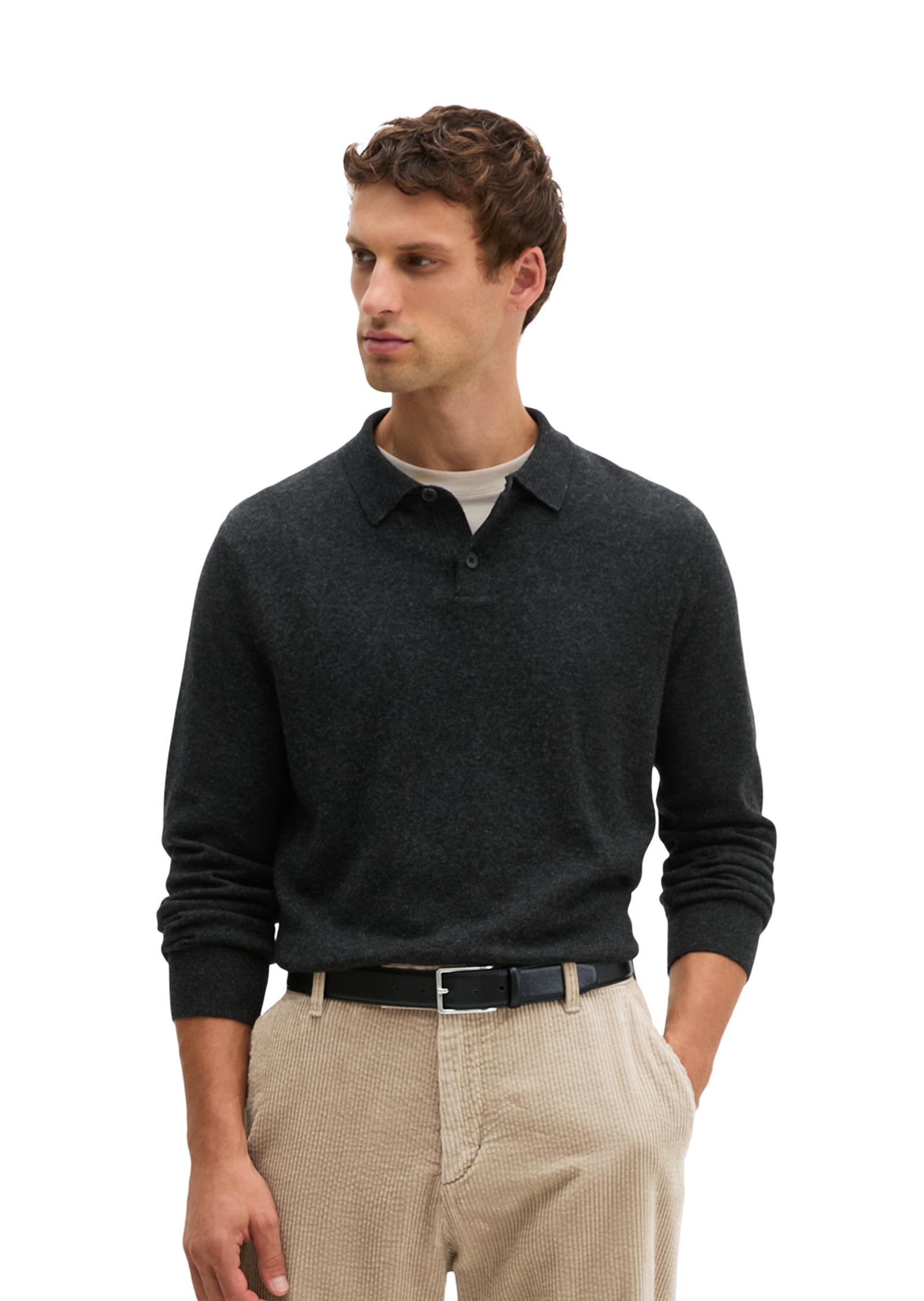 Marc O'Polo Langarm-Poloshirt »aus softem Bio-Bauwoll-Schurwoll-Mix«