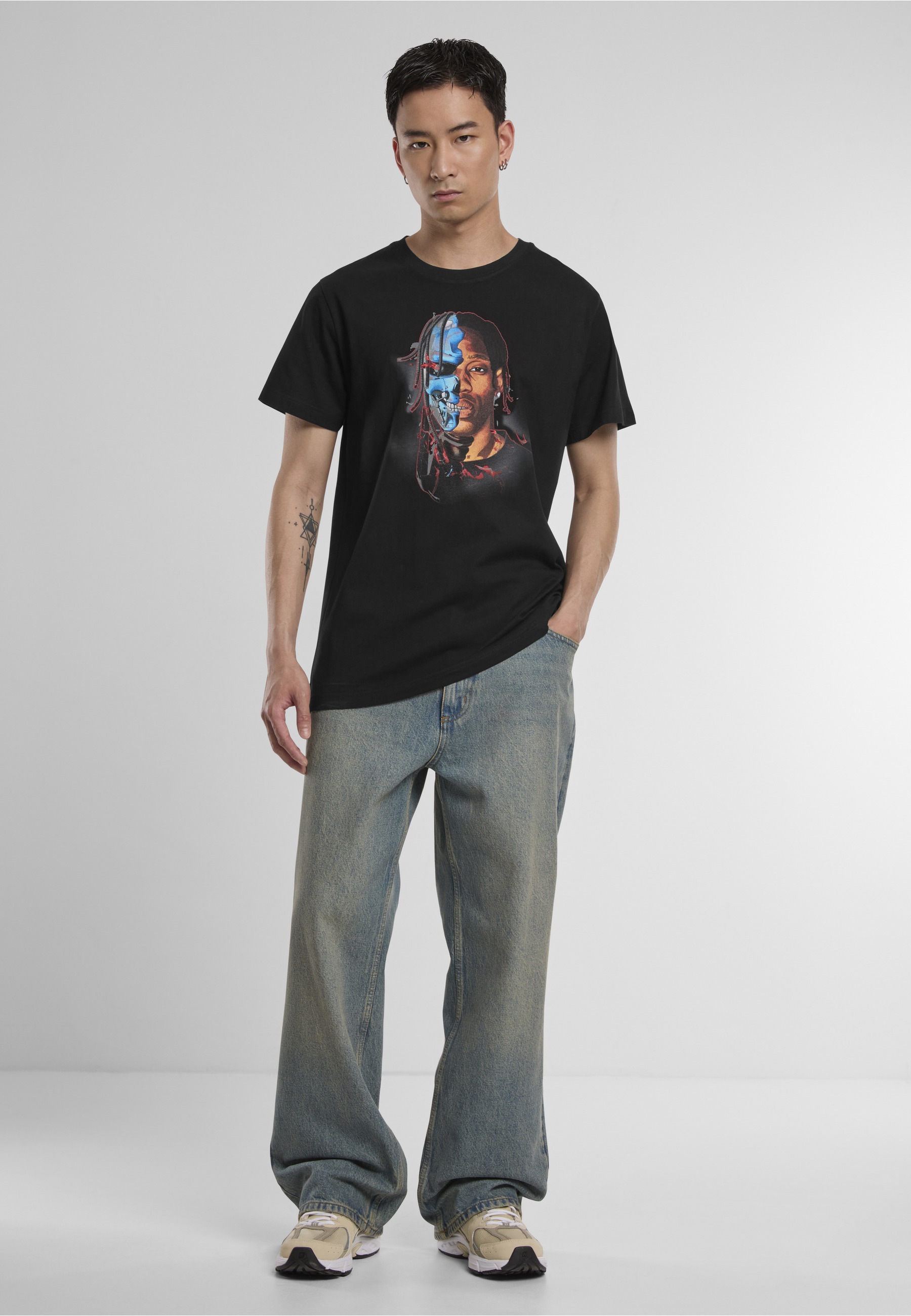 MisterTee T-Shirt »MisterTee Herren Half Face Tee« 1 Stk.