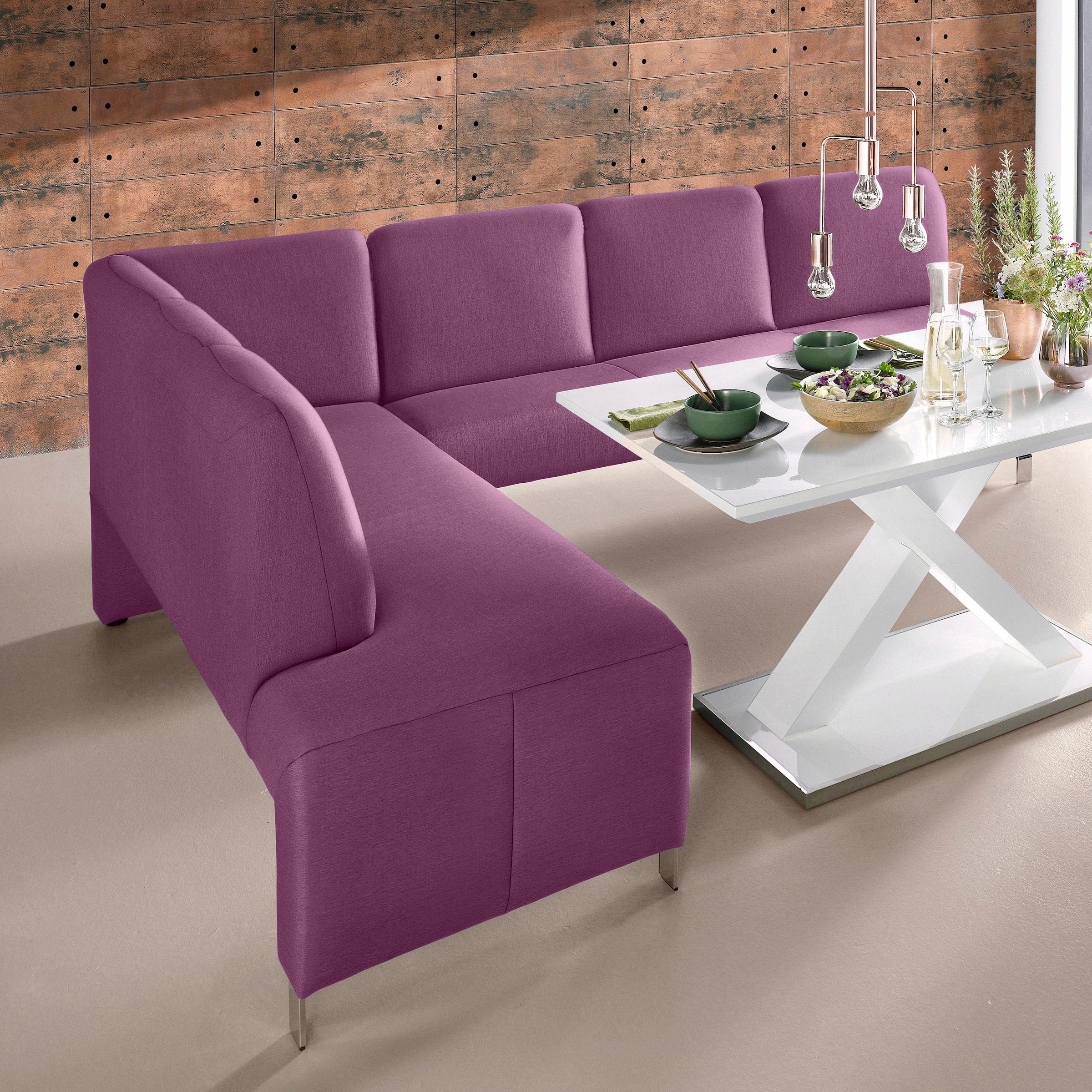 exxpo - sofa fashion Eckbank "Intenso, modern, 263/198 cm (B/T)" hohe Bodenfreiheit, frei im Raum stellbar, hoher Sitzkomfort