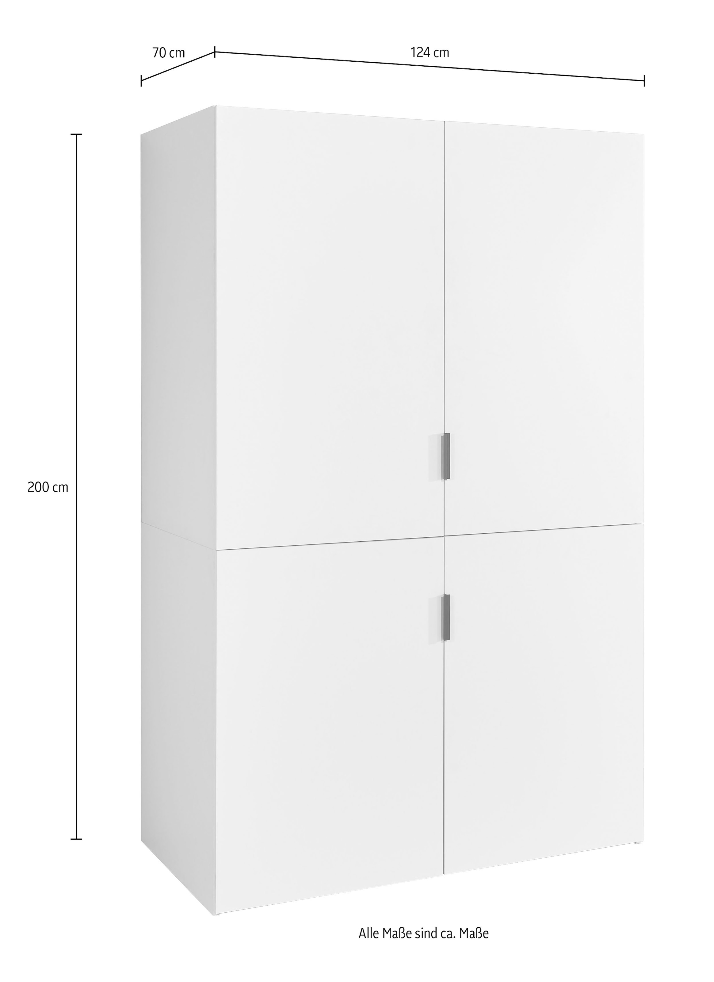 BASIC by Balculina Pantryküche »Pantryküche Heidelberg BxHxT 124x200x70 cm«, Breite 124cm, Metallgriffe, FSC-Mix 70%