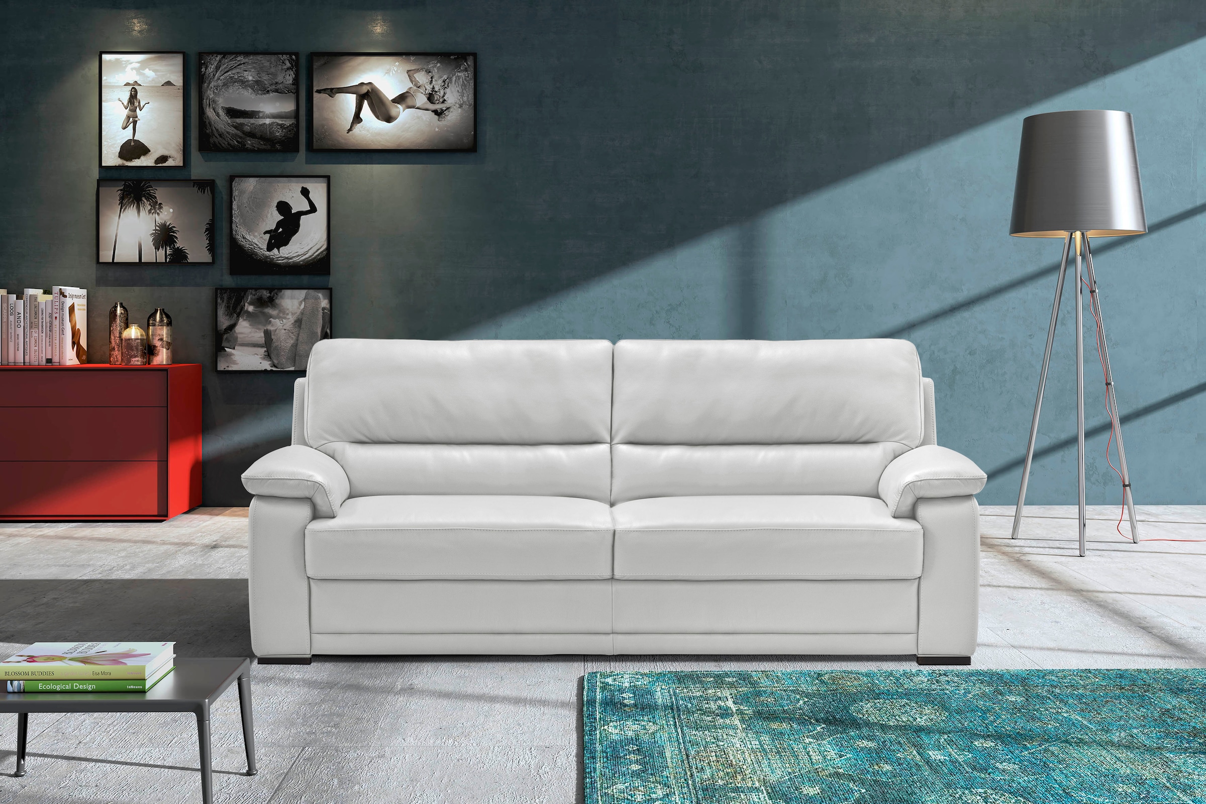 Egoitaliano 2,5-Sitzer "Doris, modernes Designersofa, Ledersofa mit erstklassiger Sitzqualität", edle Detailverarbeitung